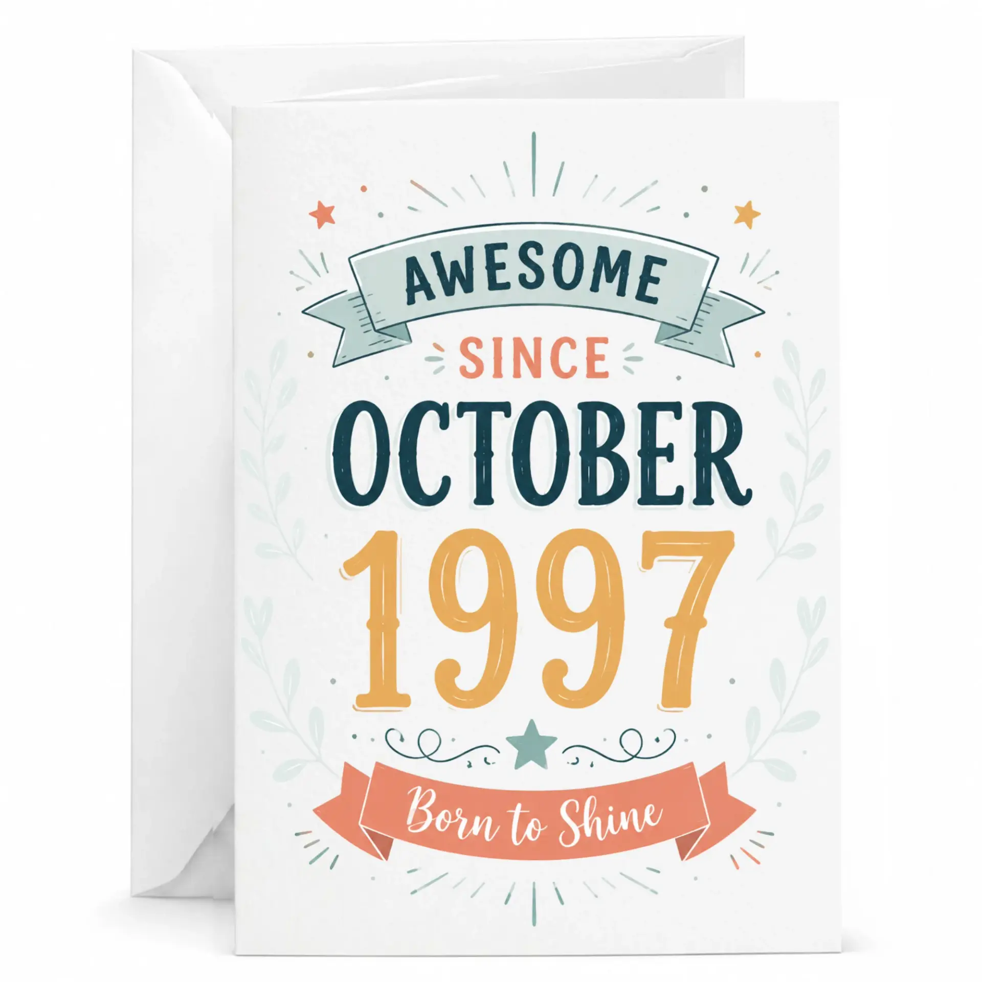 Greeting Card Awesome Since October 1997 Born to Shine Birthday Gift for Anyone Turning Twenty Seven Years Old