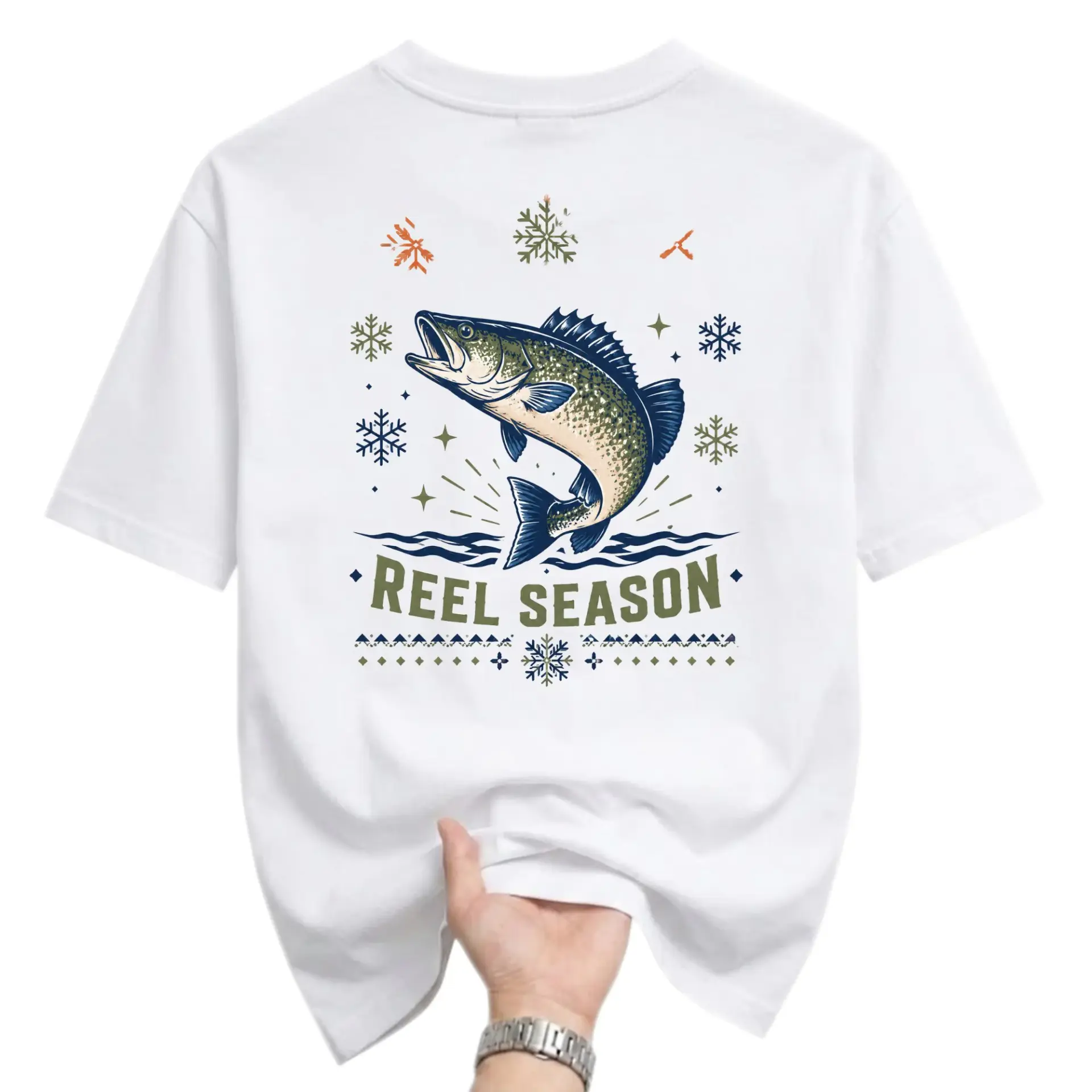 Funny Shirt Reel Season Fishing Graphic Tee Unisex Crew Neck Short Sleeve