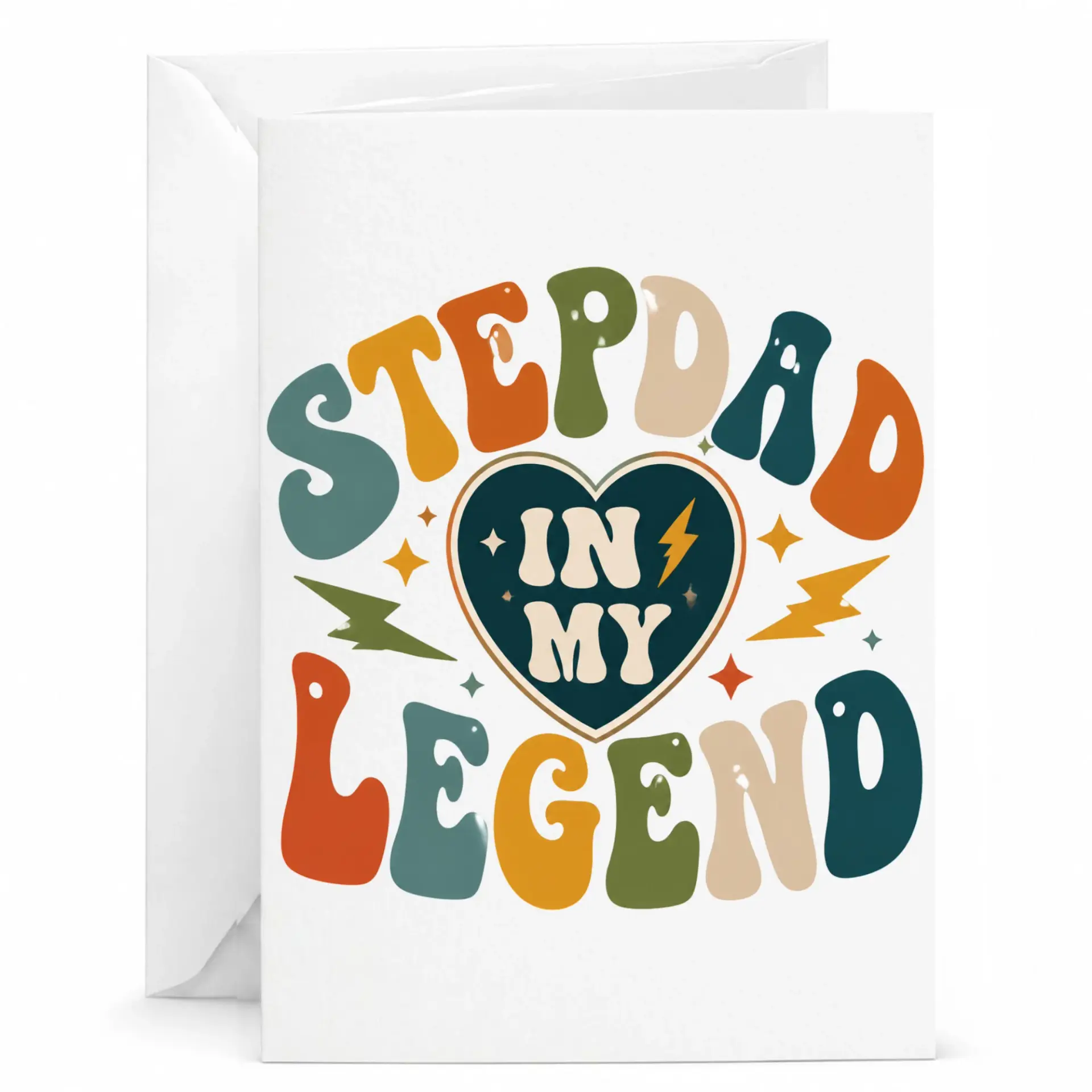 Funny Stepdad Greeting Card Retro Legend Design for Father Figures Decorative Stationery for Special Occasions