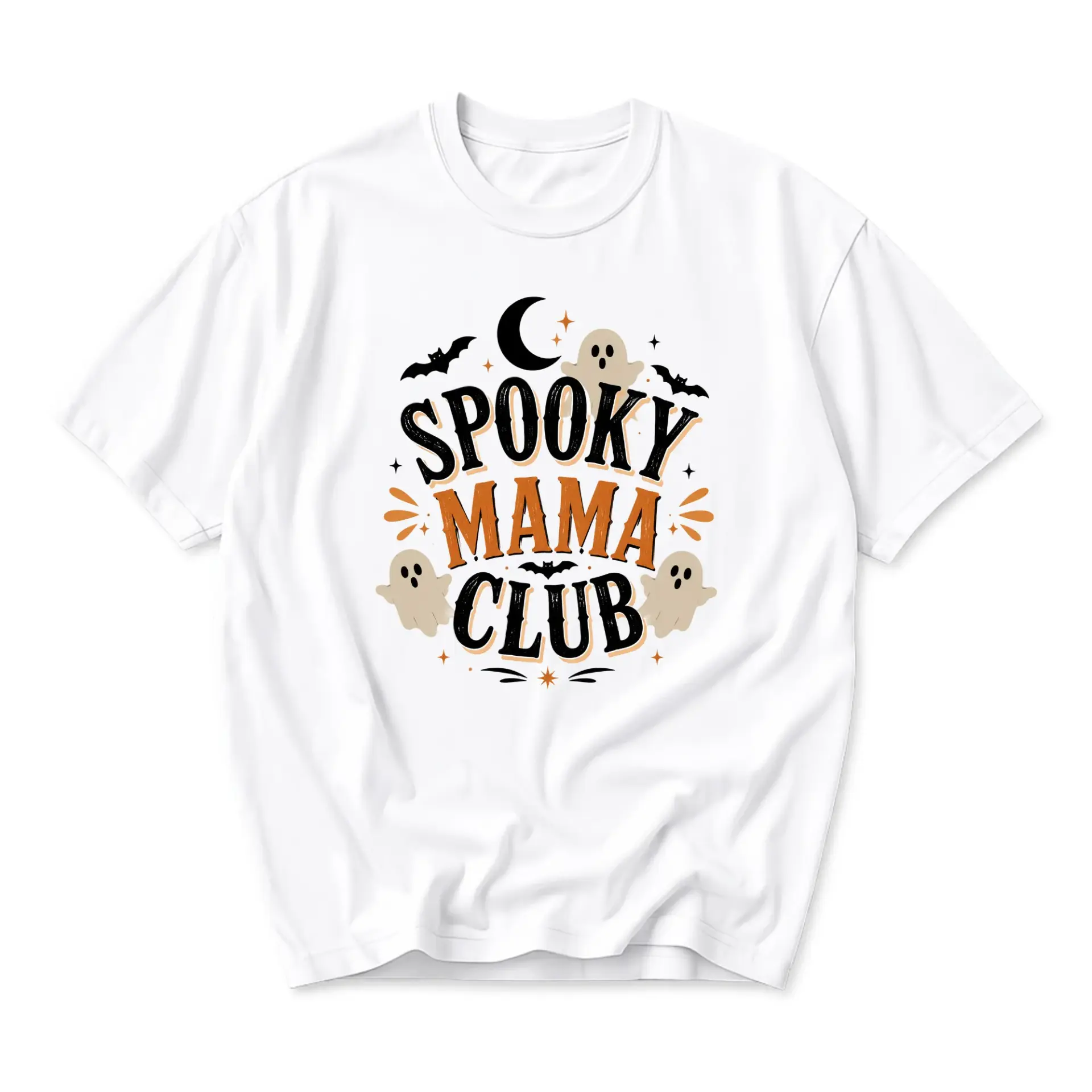 Funny Shirt Spooky Mama Club Graphic Tee Unisex Casual Apparel Fall Halloween Inspired Soft Cotton Crew Neck Top