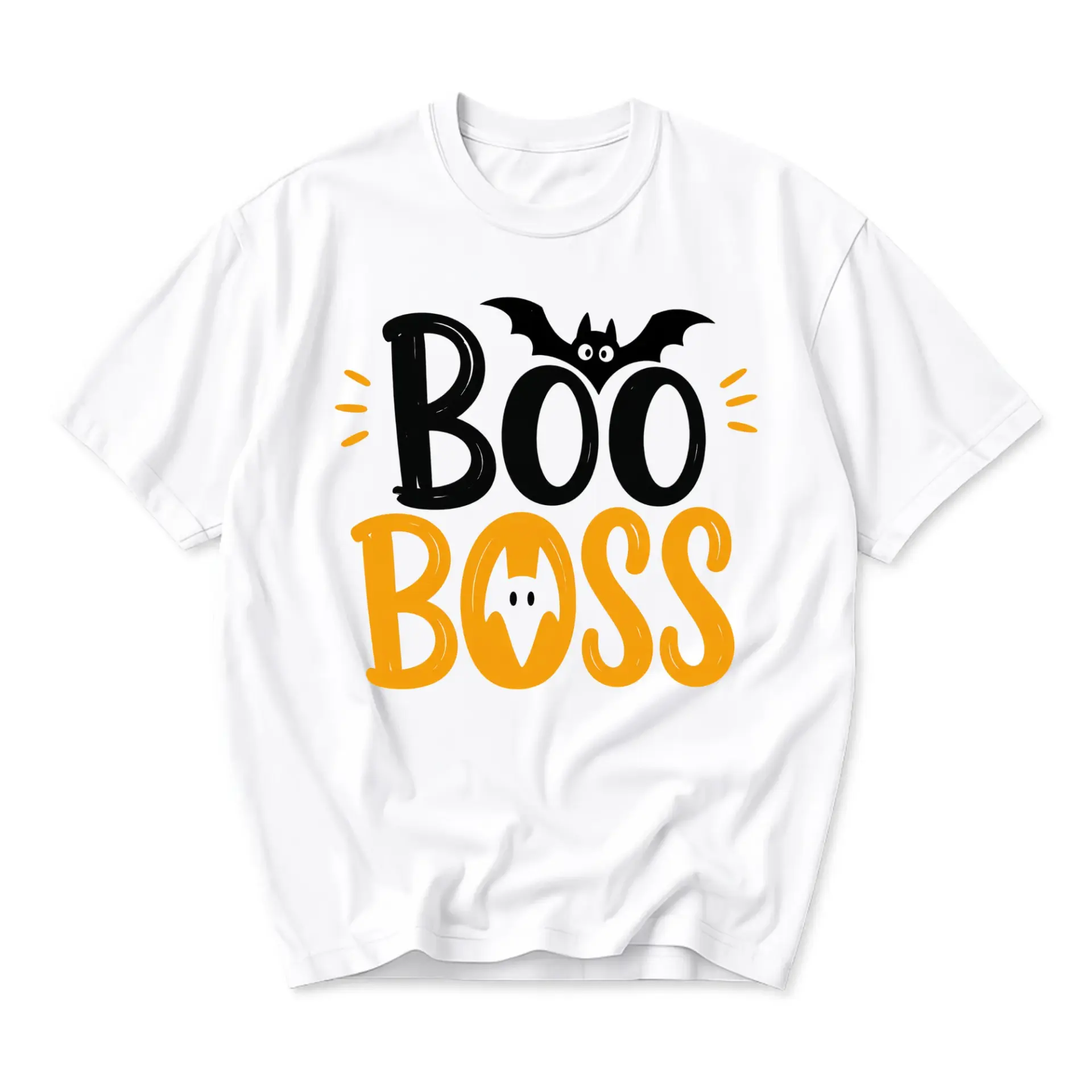 Funny Shirt Boo Boss Graphic Tee Unisex Casual Apparel for Everyday Wear and Seasonal Holiday Style White T-Shirt