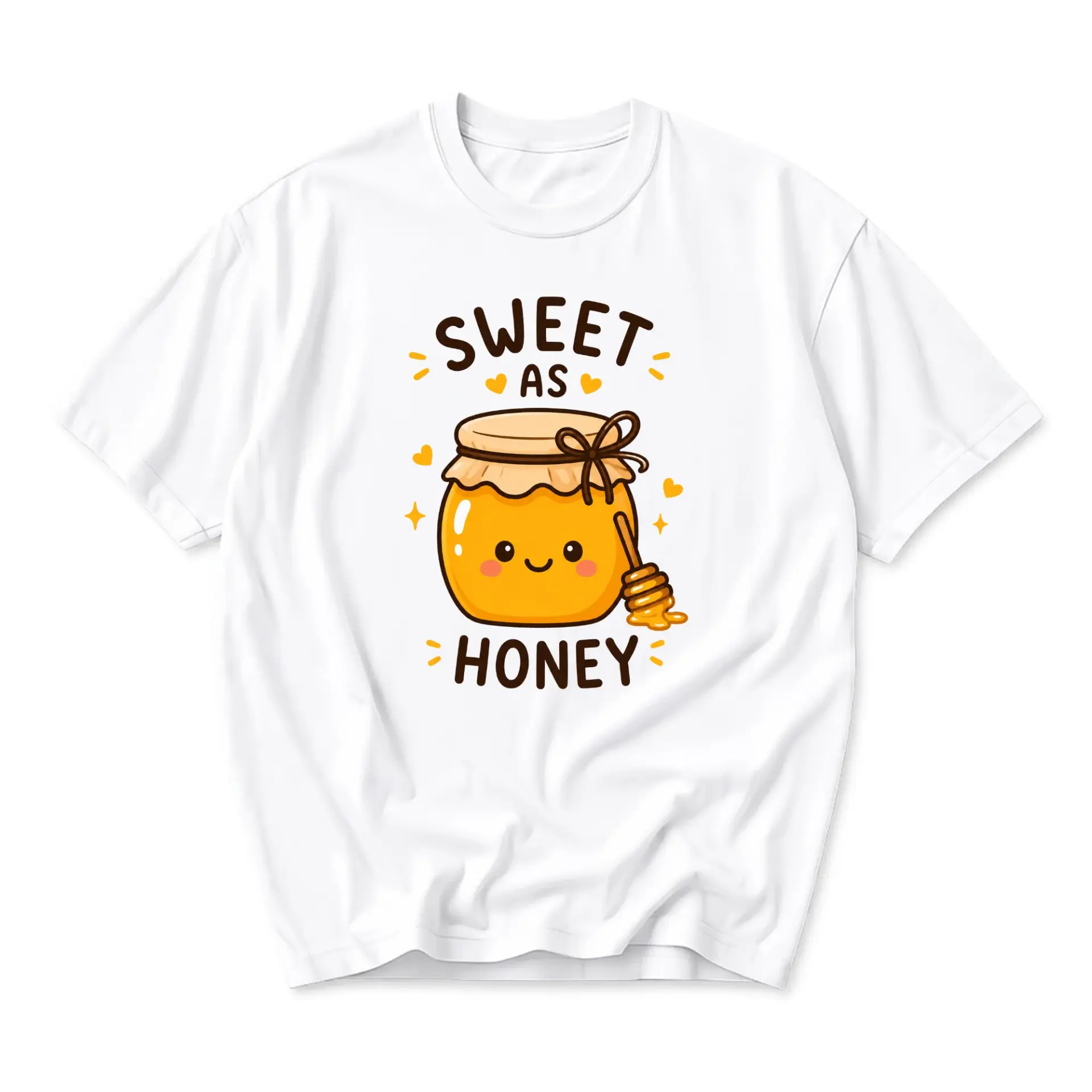 Funny Shirt Sweet as Honey Graphic Tee Cute Kawaii Food Illustration Unisex Cotton Crew Neck Casual Summer Apparel