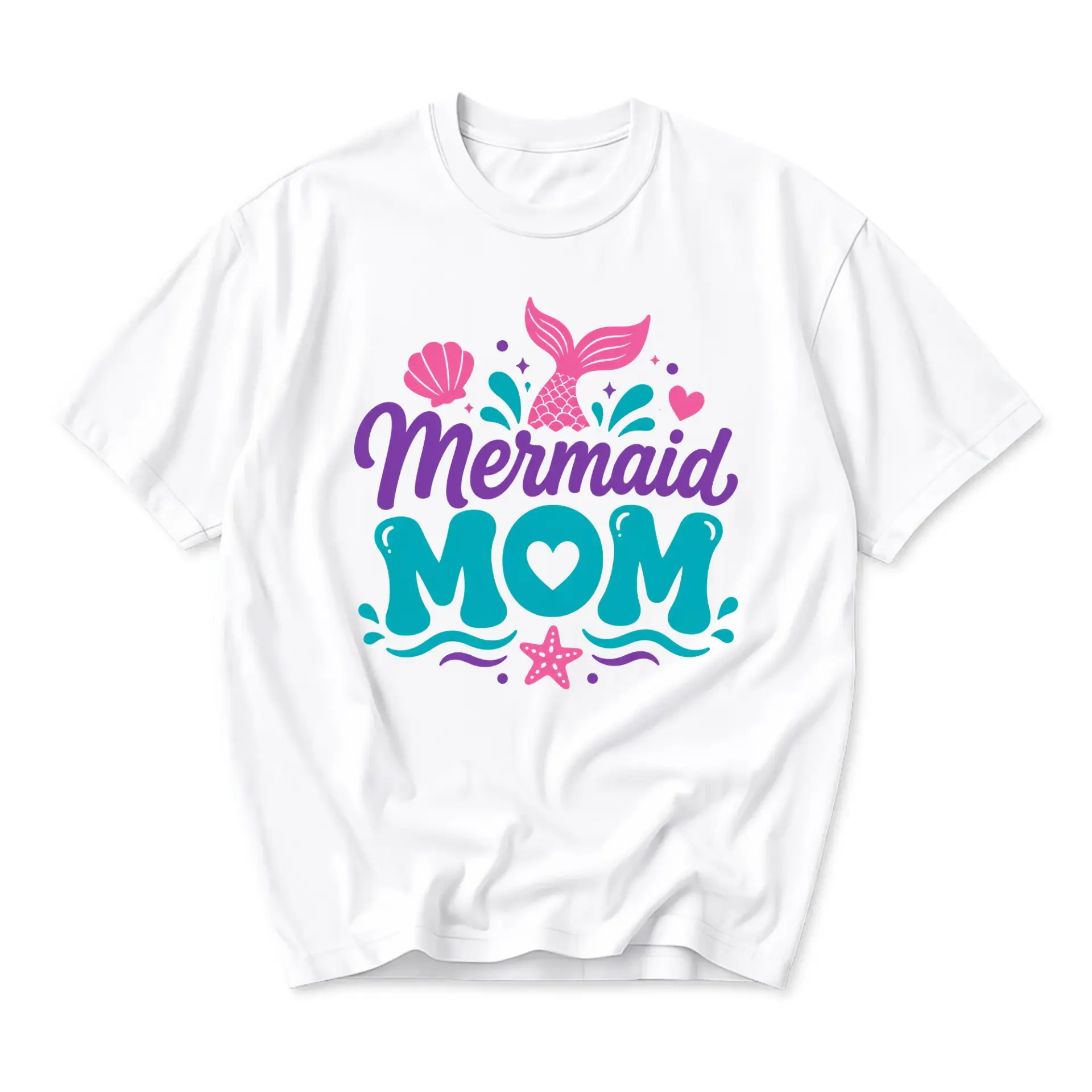 Graphic Tee Mermaid Mom Underwater Themed Illustration Soft Cotton Casual Short Sleeve Unisex Crew Neck Apparel Top