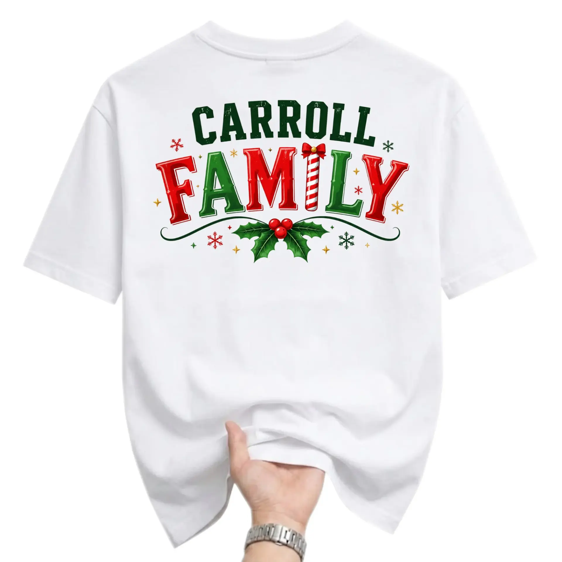 T-shirt Carroll Family Christmas Graphic Tee Festive Holiday Season Apparel Custom Name Personalized Celebration Top