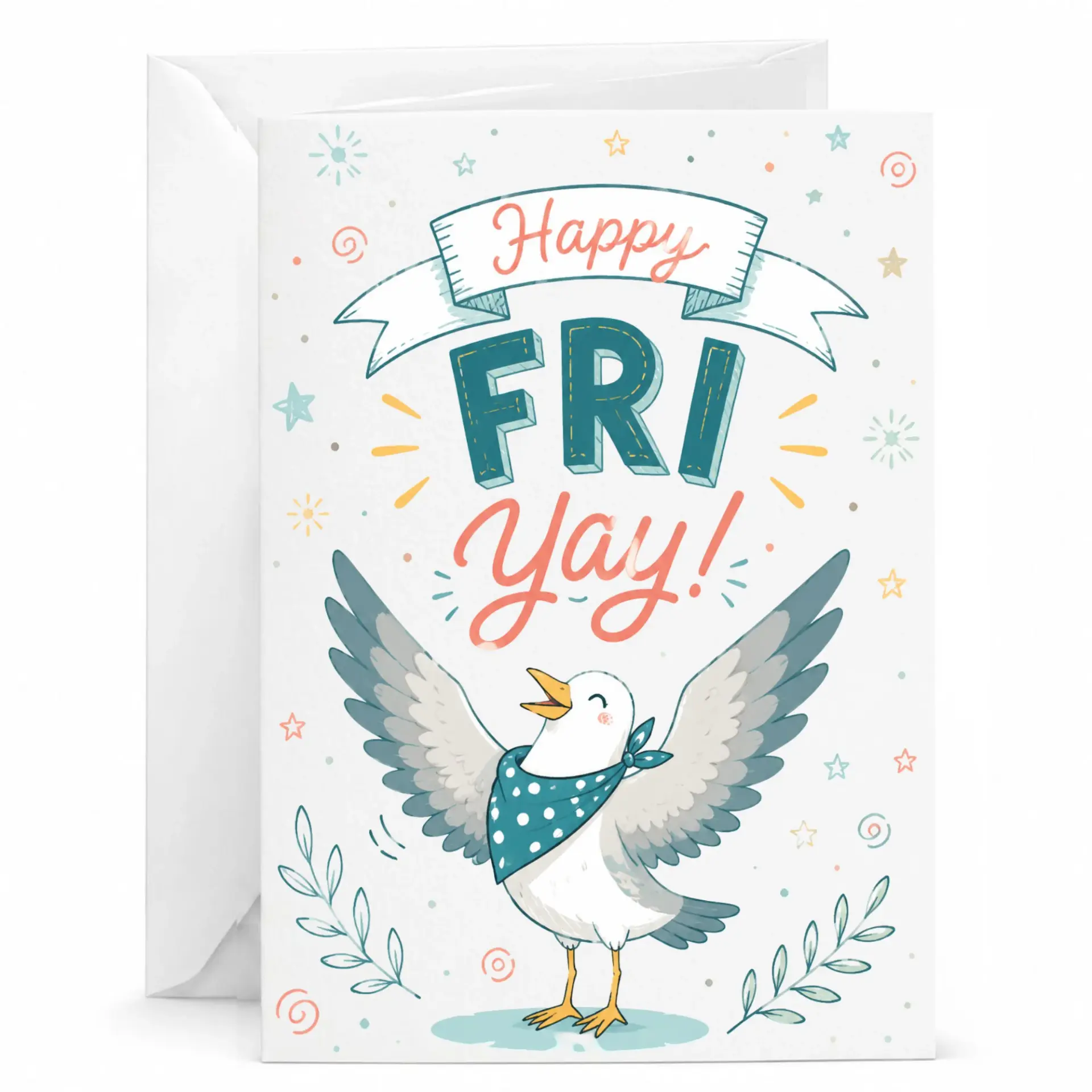 Greeting Card Happy Fri Yay Cheerful Design Folded Note