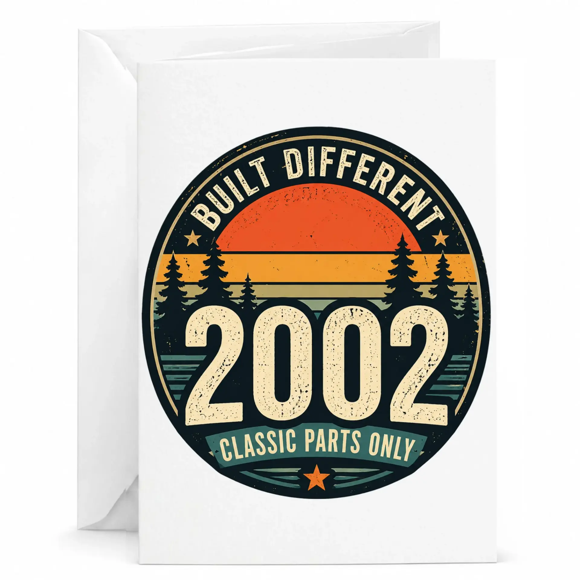 Birthday Card Built Different 2002 Classic Parts Only Retro Style Greeting Card for Milestone Celebration Gift