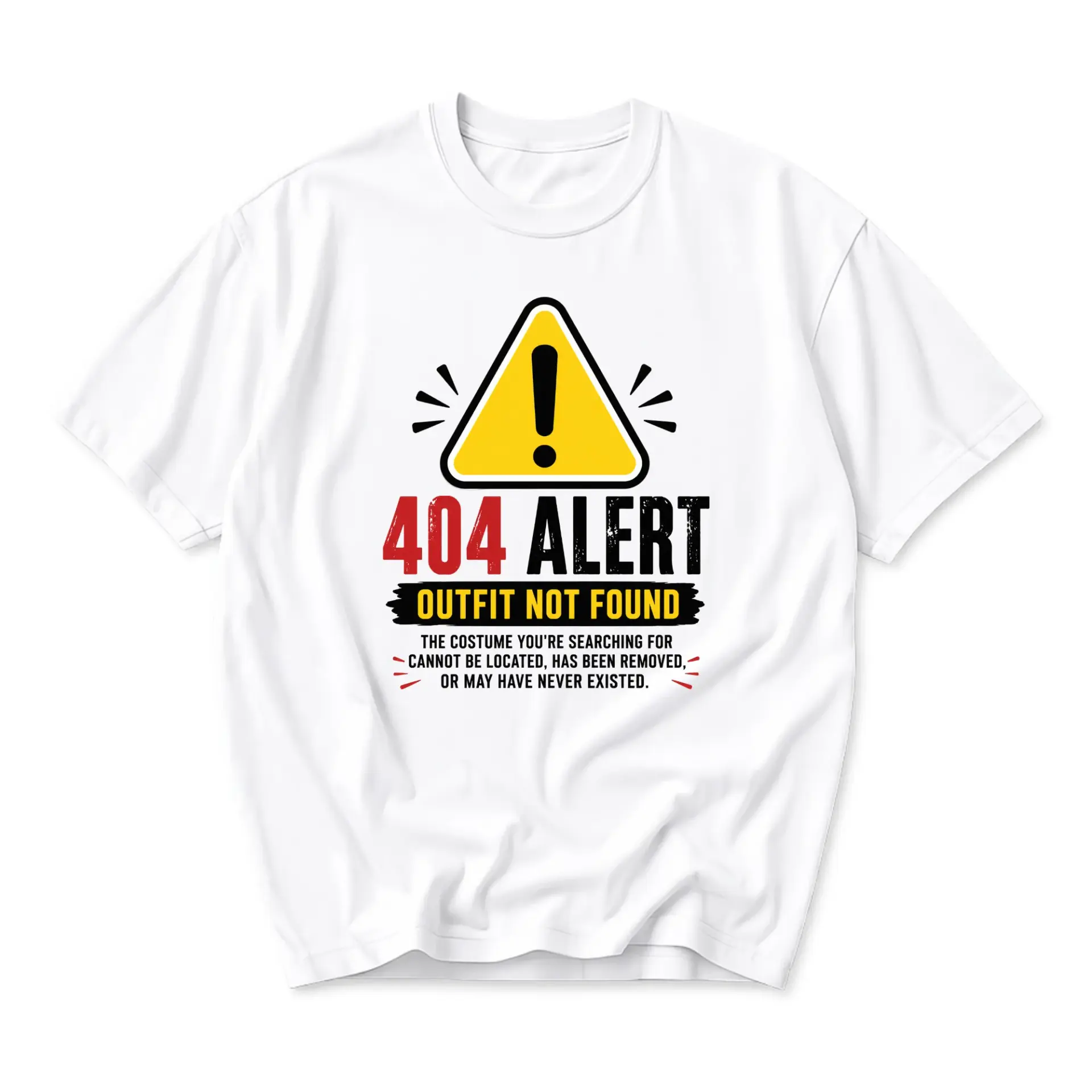 Funny Shirt 404 Alert Outfit Not Found Graphic Tee Unisex Crew Neck Short Sleeve Casual Cotton Blend Apparel