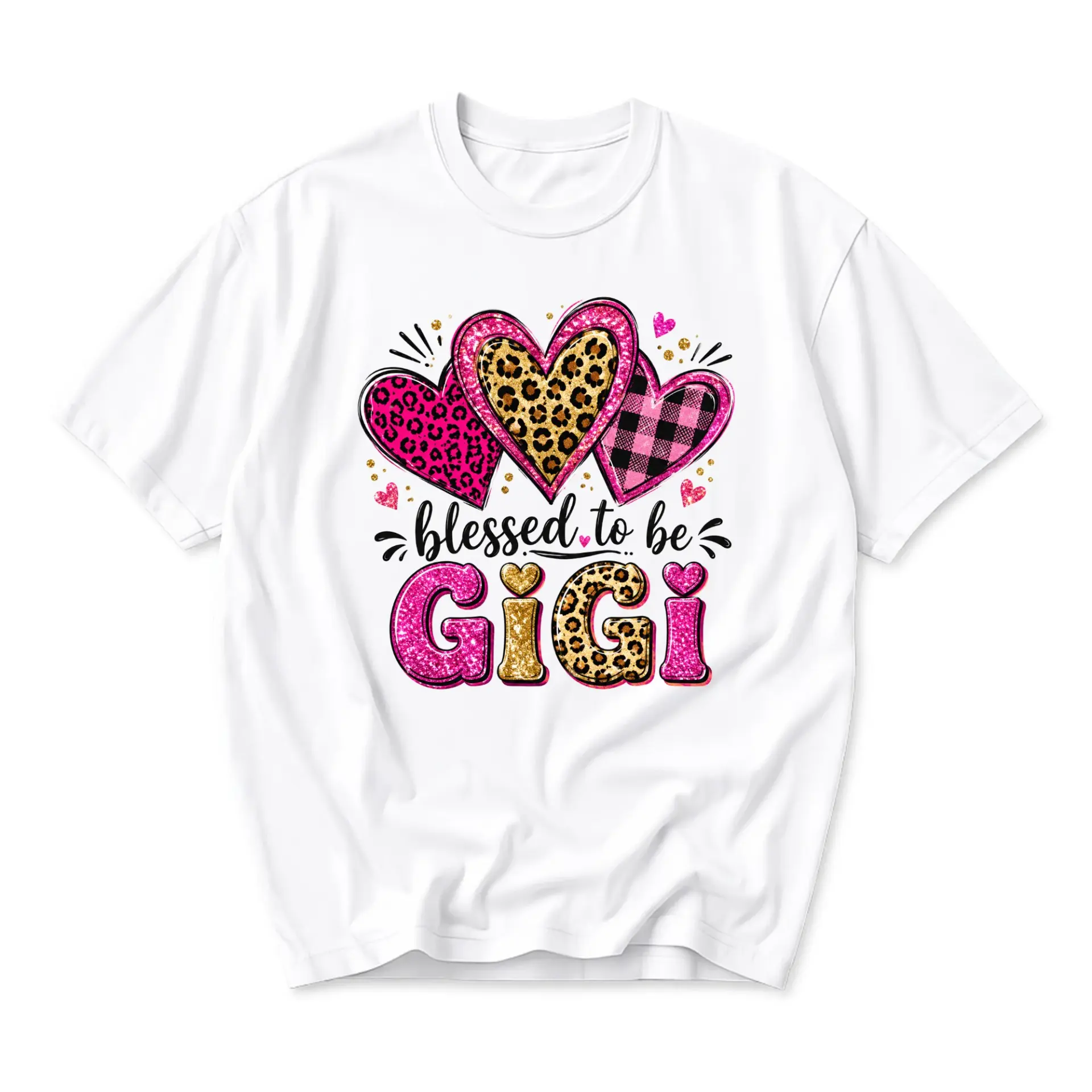 Funny Shirt Blessed to Be Gigi Graphic Tee for Women Casual Crew Neck