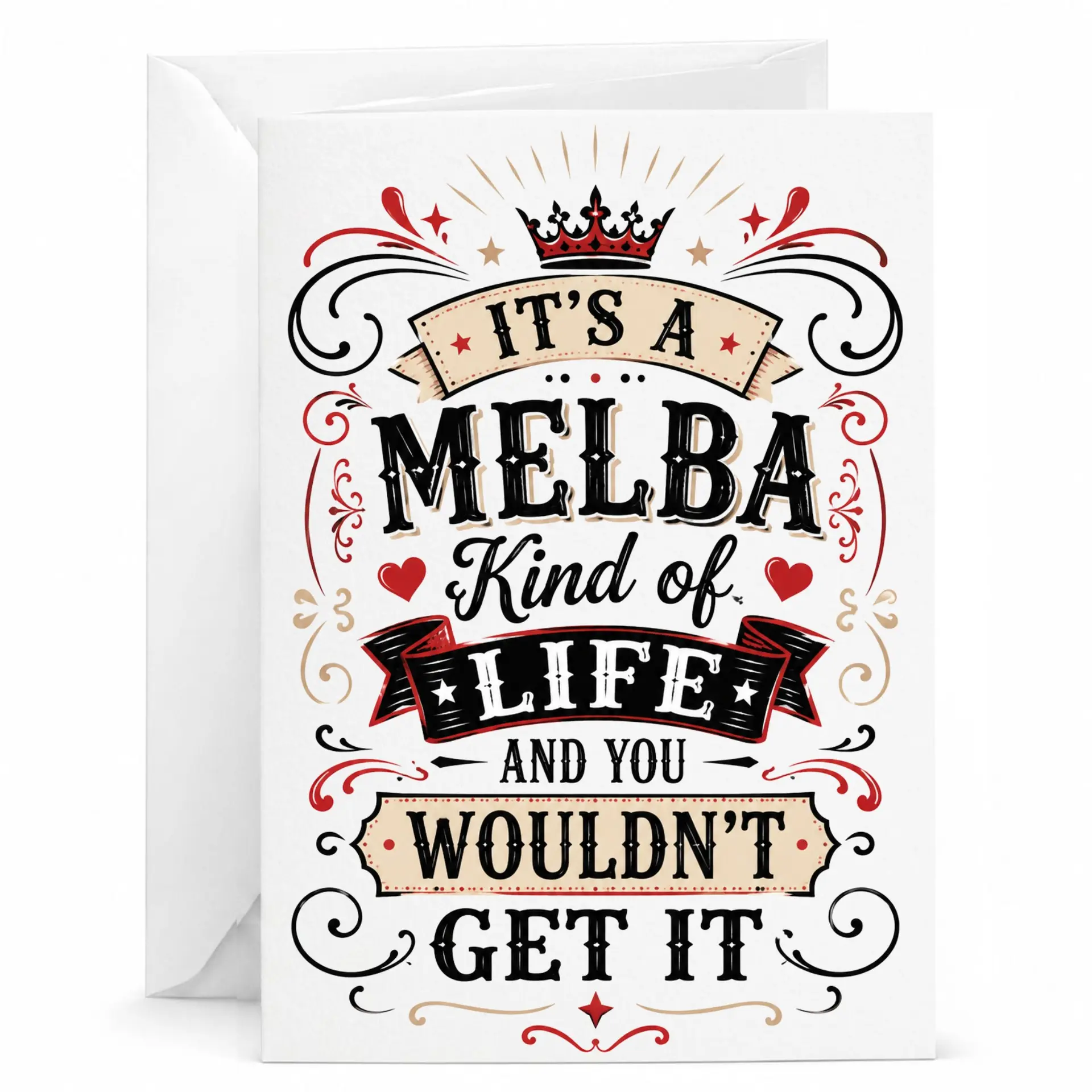 Funny Greeting Card It Is a Melba Kind of Life and You Wouldn't Typography Design Personalized Note