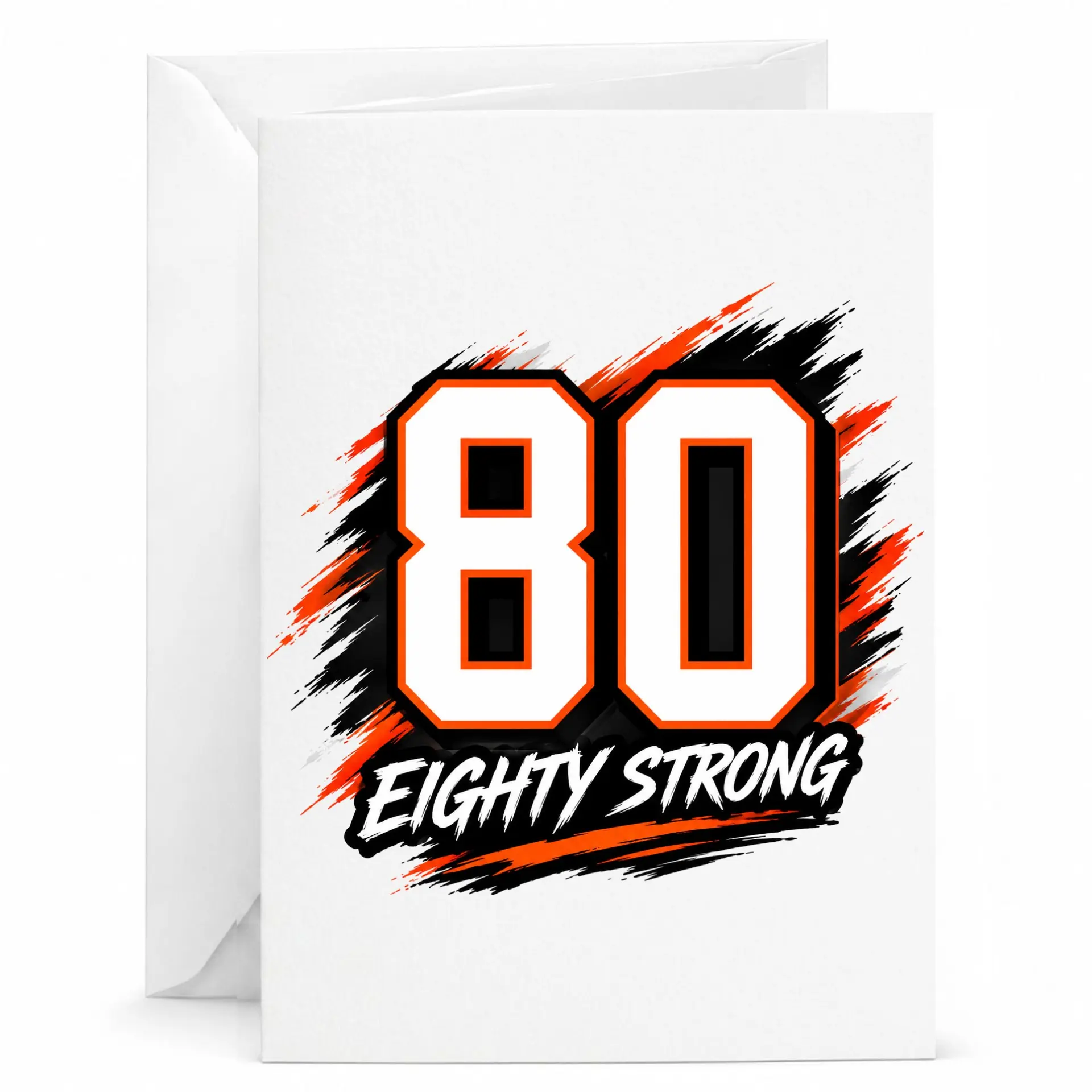Greeting Card for 80th Birthday Eighty Strong Number Graphic Design Milestone Anniversary Note