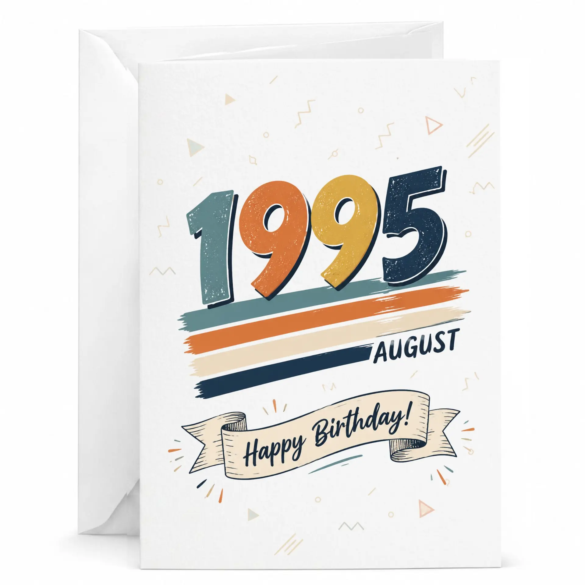 Birthday Card Retro 1995 August Born Vintage Themed Greeting Card for Milestone Celebration and Birthday Wishes