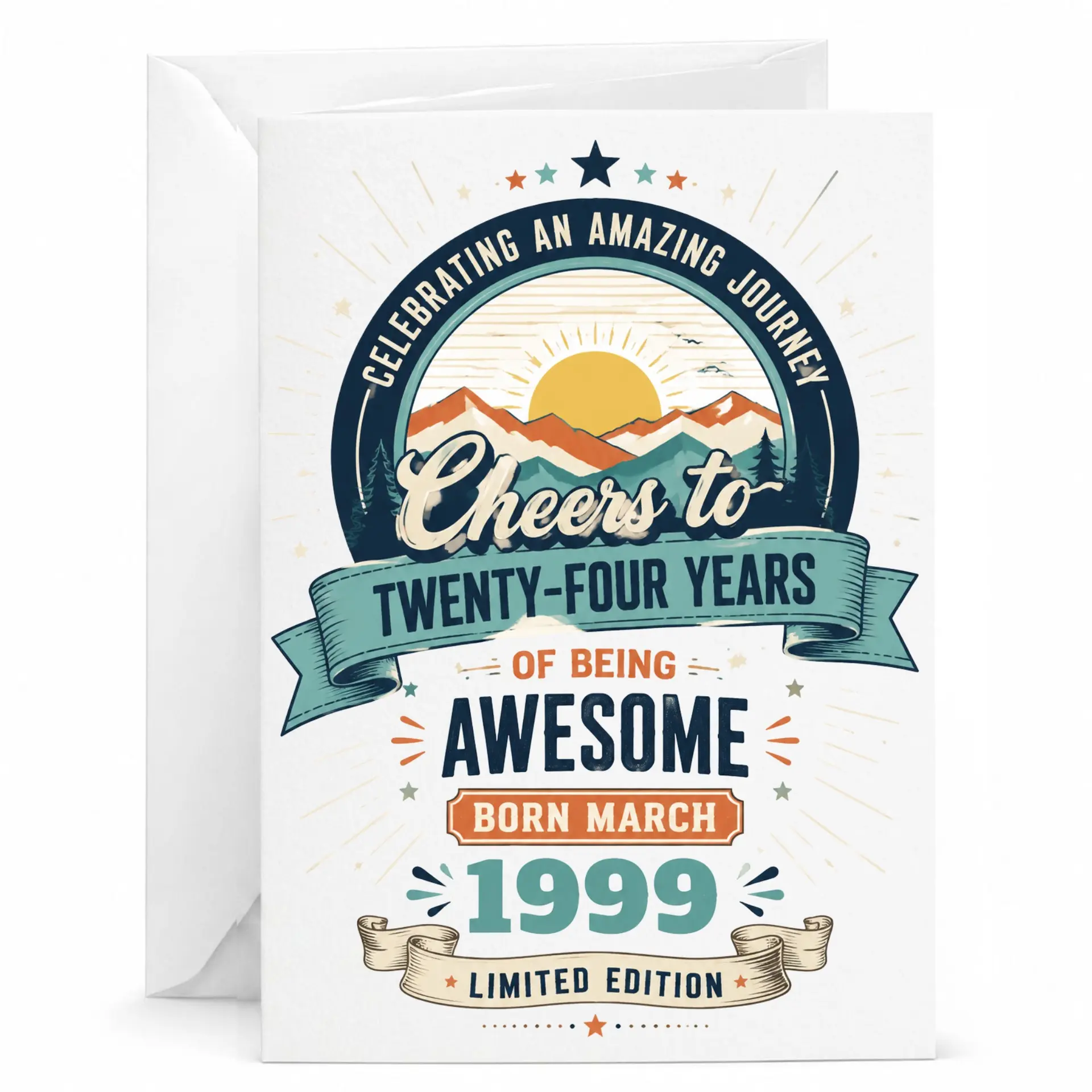 Birthday Card Celebrating an Amazing Journey Cheers to Twenty-Four Years Being Awesome Limited Edition Born March 1999
