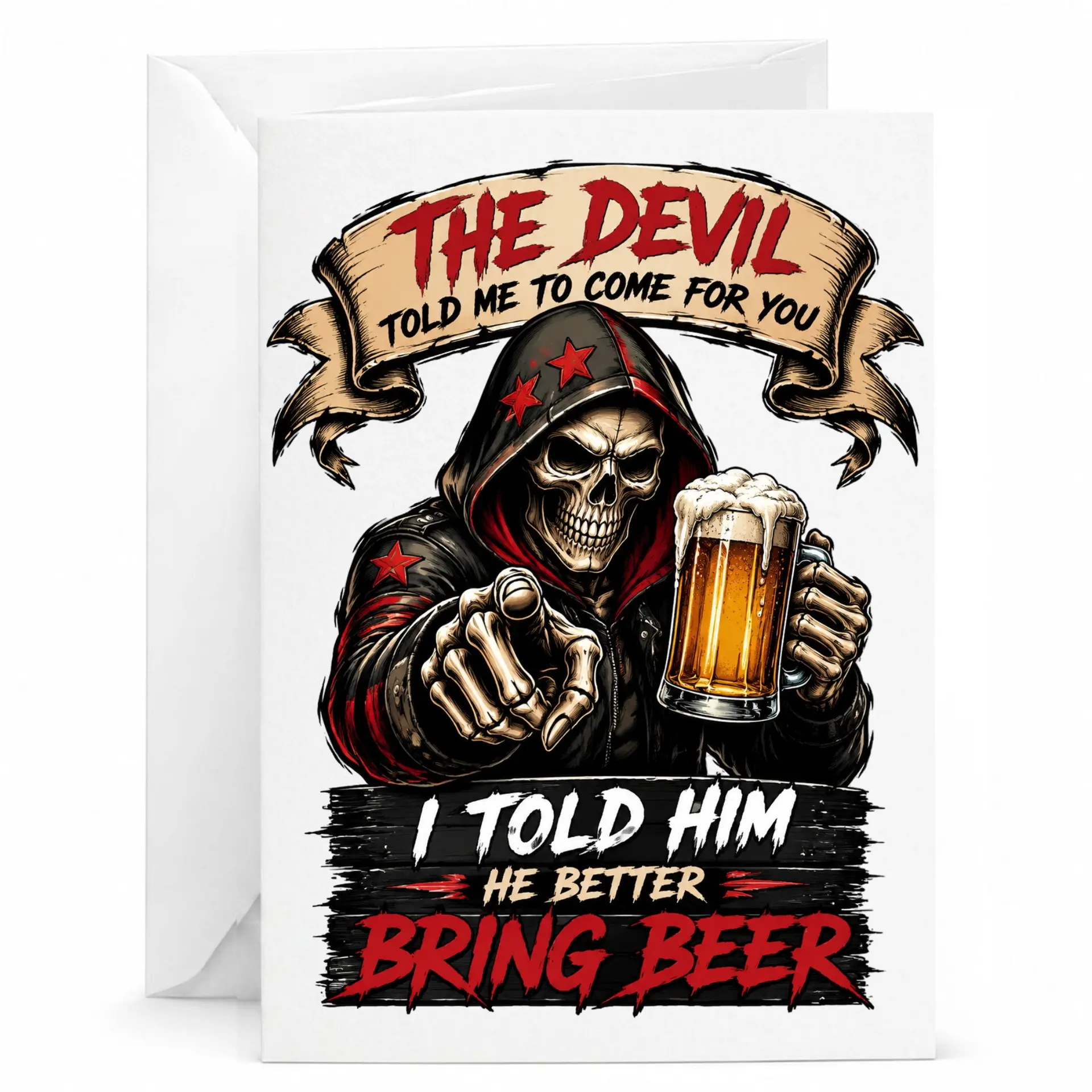 Funny Greeting Card with Skeleton Drinking Beer Design for Friends and Family Members Humorous Adult Humor 5x7