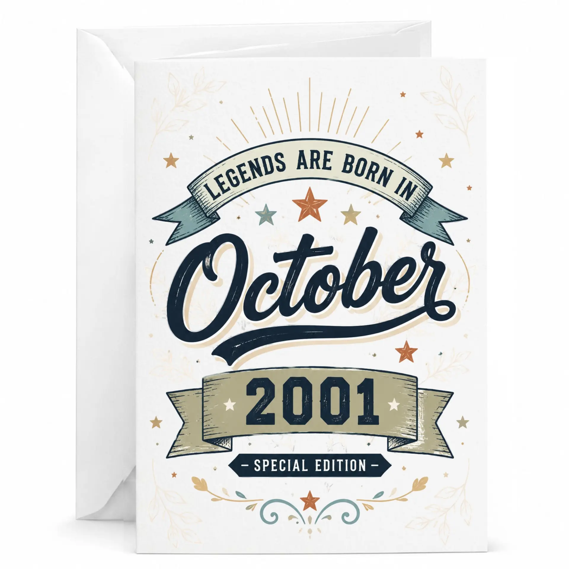Birthday Card Legends Are Born in October 2001 Special Edition Greeting Card for Milestone Birthday Celebration
