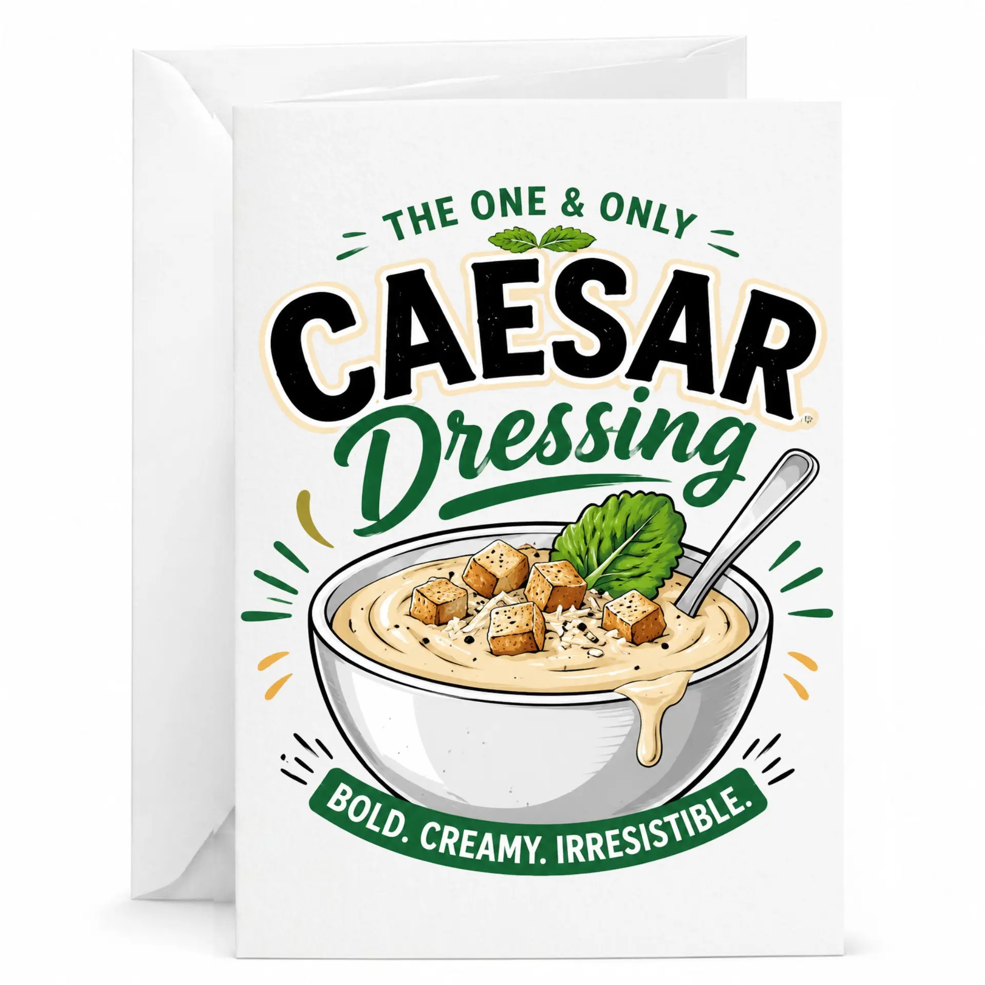 Funny Caesar Dressing Greeting Card for Food Lovers Foodie Pun Note