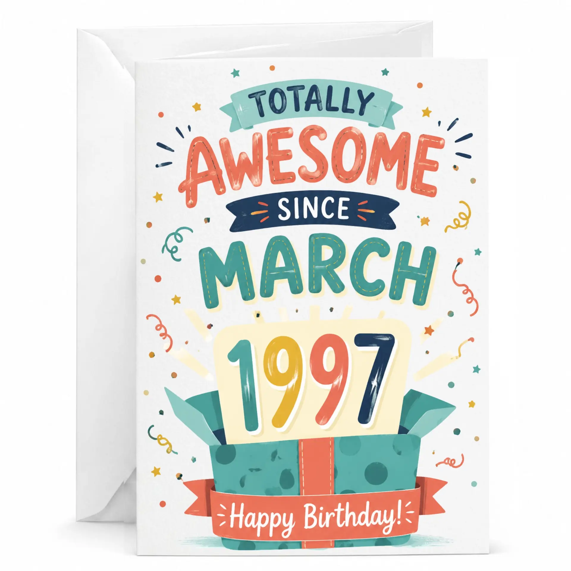 Birthday Card Totally Awesome Since March 1997 Funny Retro Inspired Greeting Card for Milestone Celebration
