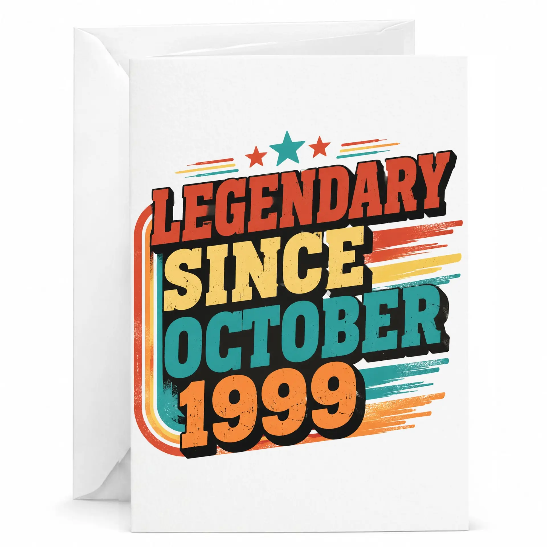 Greeting Card Legendary Since October 1999 Vintage Retro Style Birthday Anniversary Milestone Celebration Card