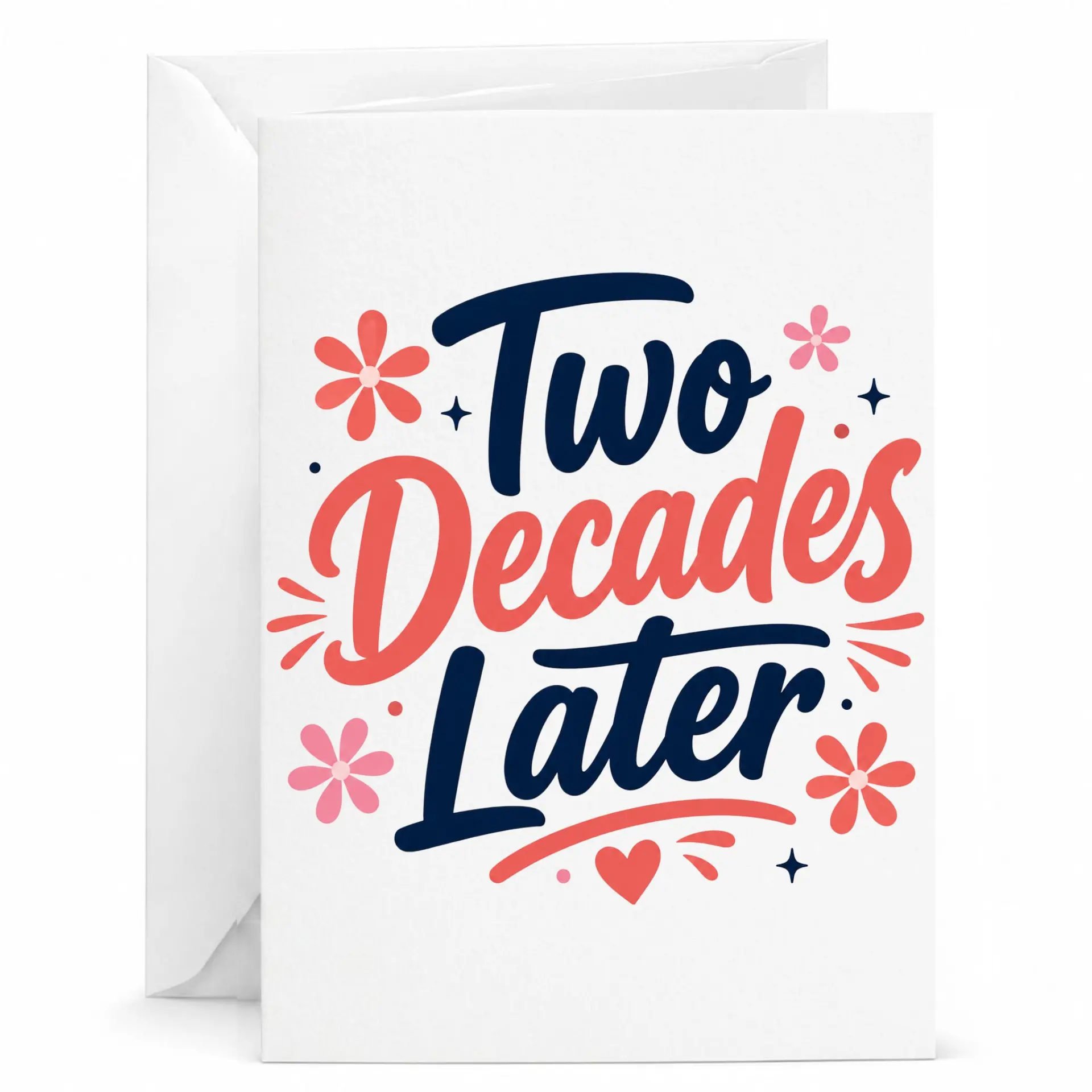 Birthday Greeting Card Two Decades Later Funny Milestone Anniversary Note for Friends and Loved Ones White 5x7 Inches
