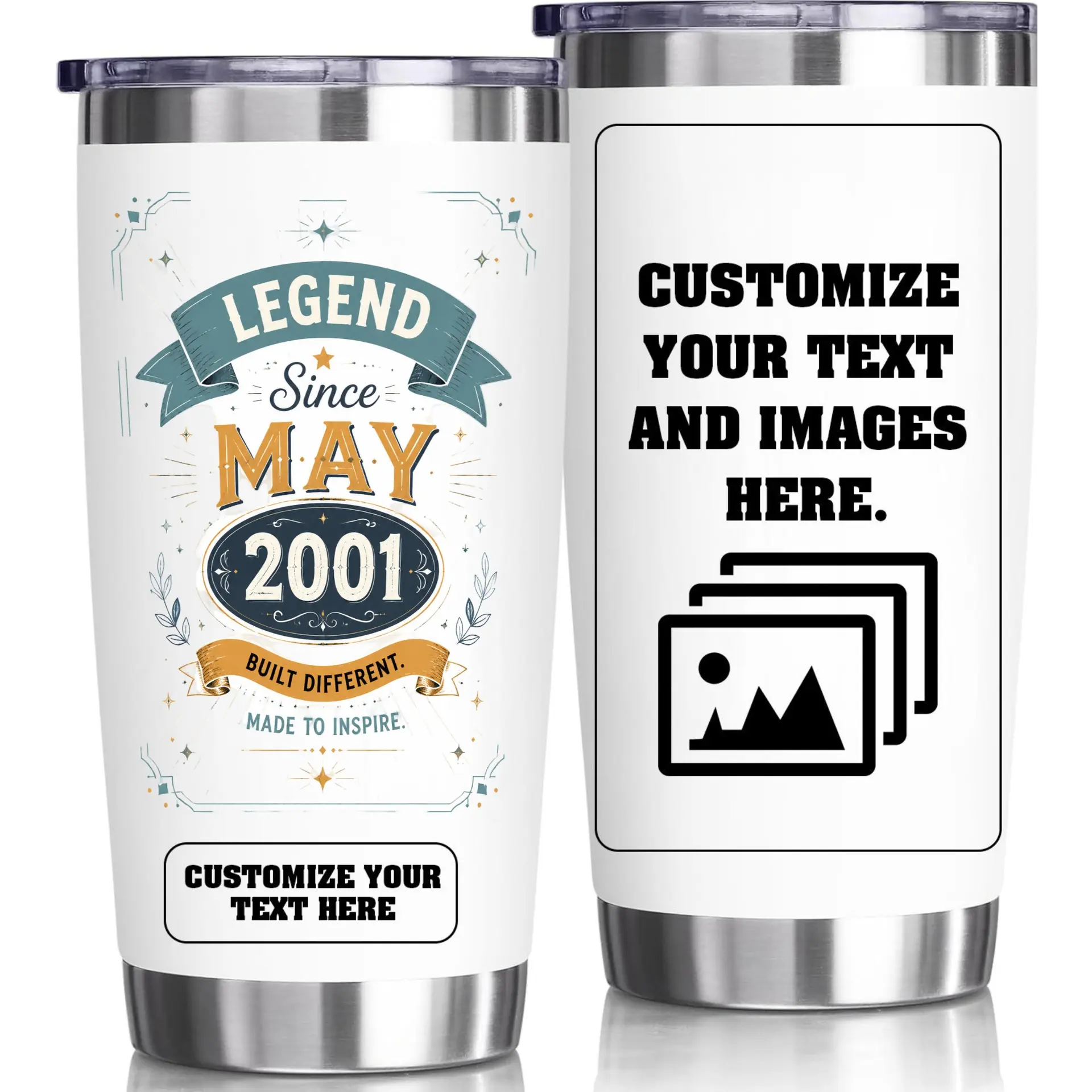 Stainless Steel Tumbler 20oz Insulated Cup Legend Since May 2001 Design Personalized Drinkware for Travel Office