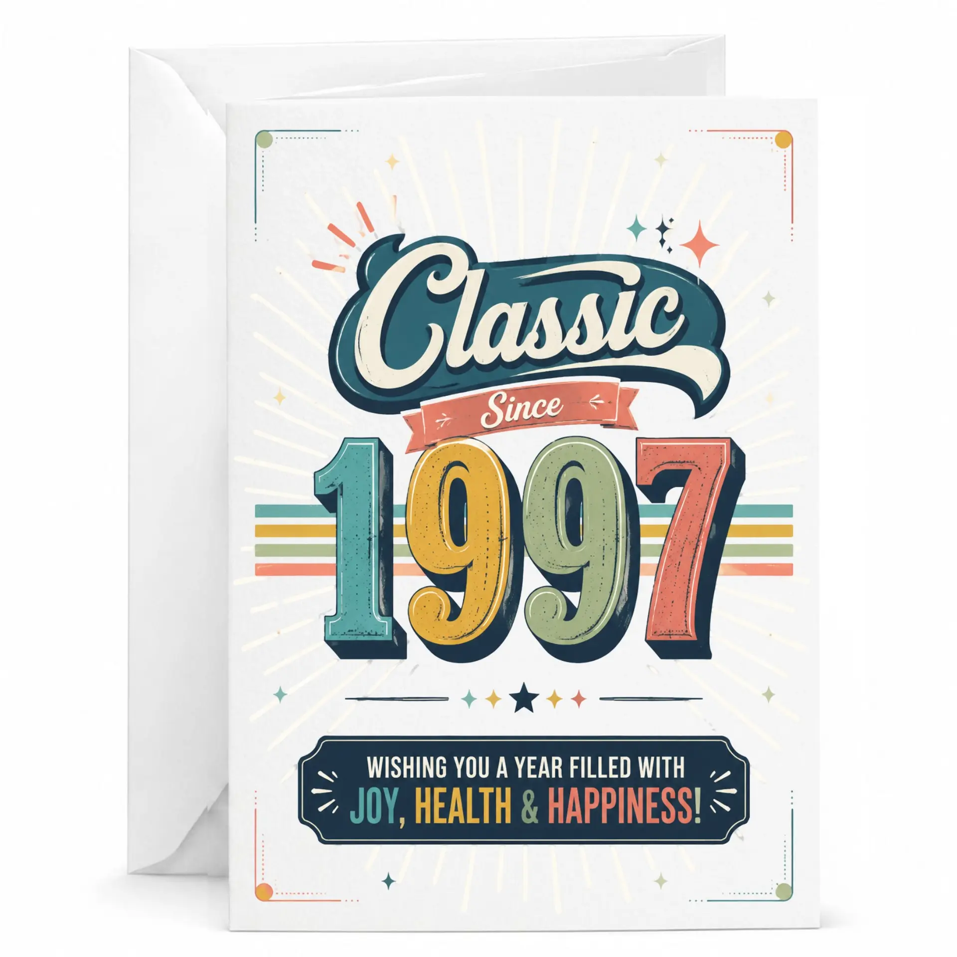 Birthday Card Classic Since 1997 Vintage Retro Style Greeting Card for Birthday Celebrations and Milestone Events