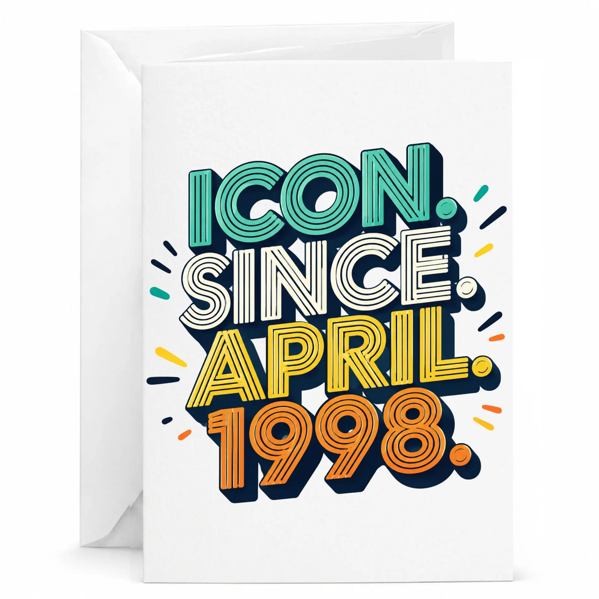 Greeting Card Icon Since April 1998 Retro Typography Design for Birthdays and Milestone Celebrations 5x7 Inches