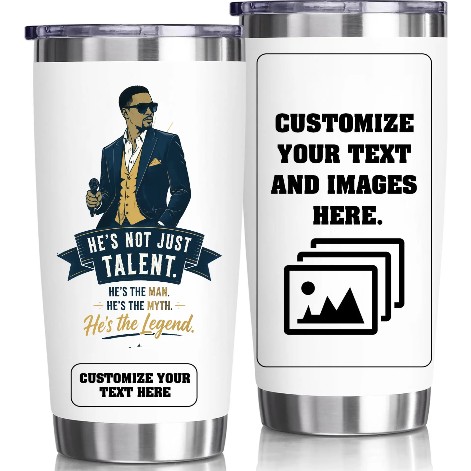 Stainless Steel Tumbler Customizable 20oz Insulated Travel Cup for Coffee Tea Personalized Drinkware with Lid