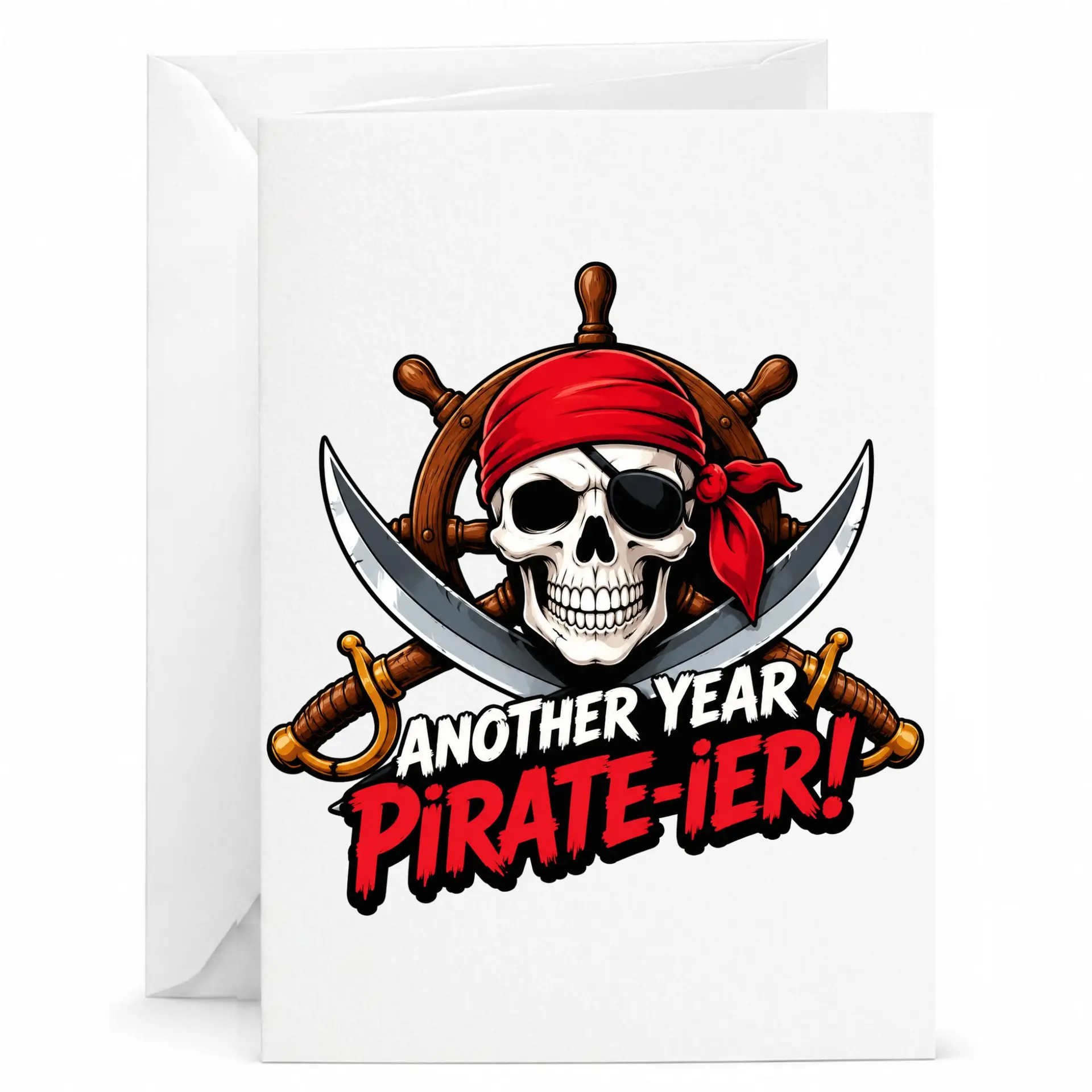 Funny Birthday Card Another Year Pirate-Ier Nautical Greeting Card with Envelope for Friends and Family Members