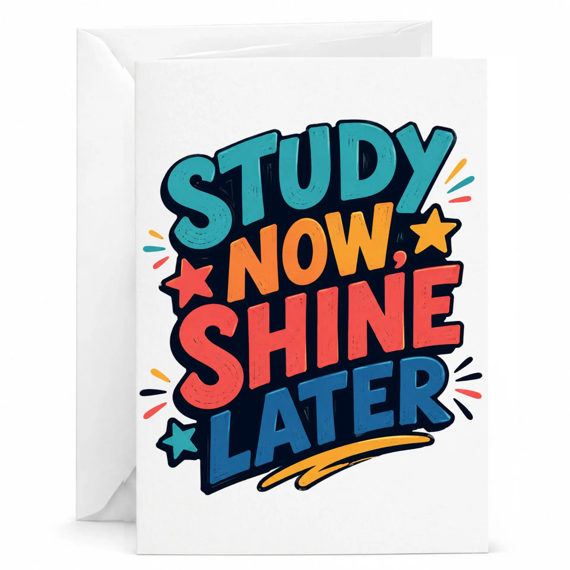 Motivational Greeting Card Study Now Later Inspirational Design for Achievement and Milestone