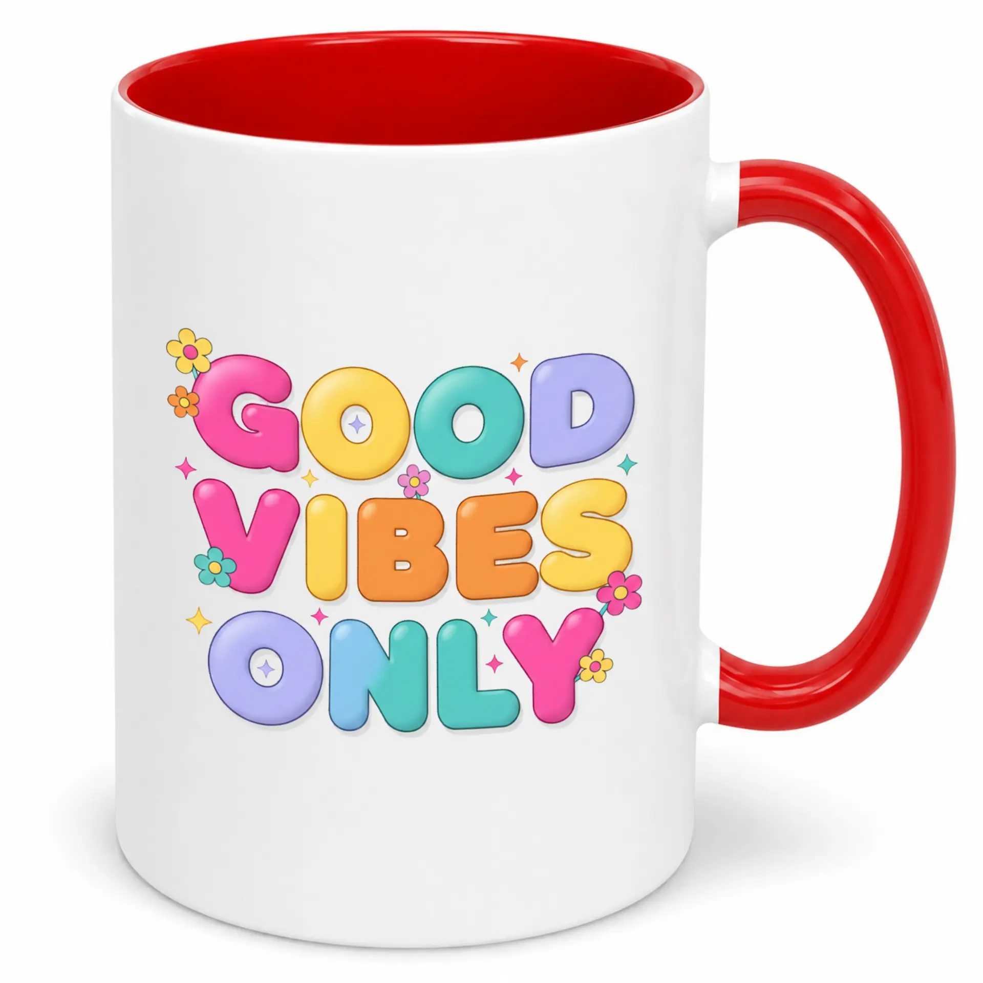 Only Ceramic Coffee Mug with Positive Retro Floral Design and Comfortable Handle for Hot Drinks Home or Office