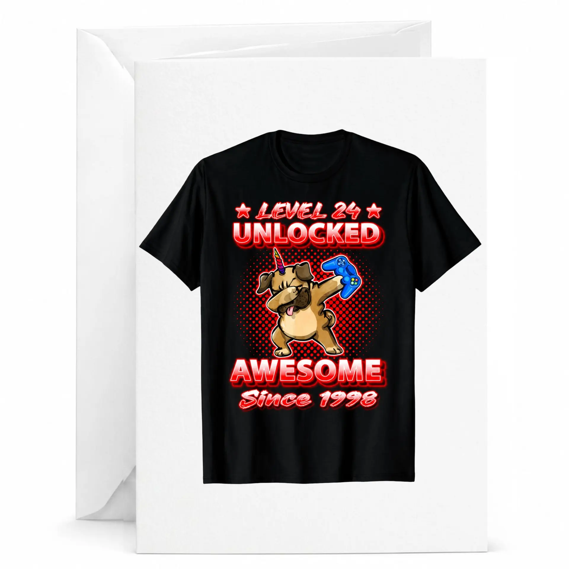 Birthday Card Level 24 Unlocked Awesome Since 1998 Gaming Themed Funny Greeting Card for Milestone Celebration