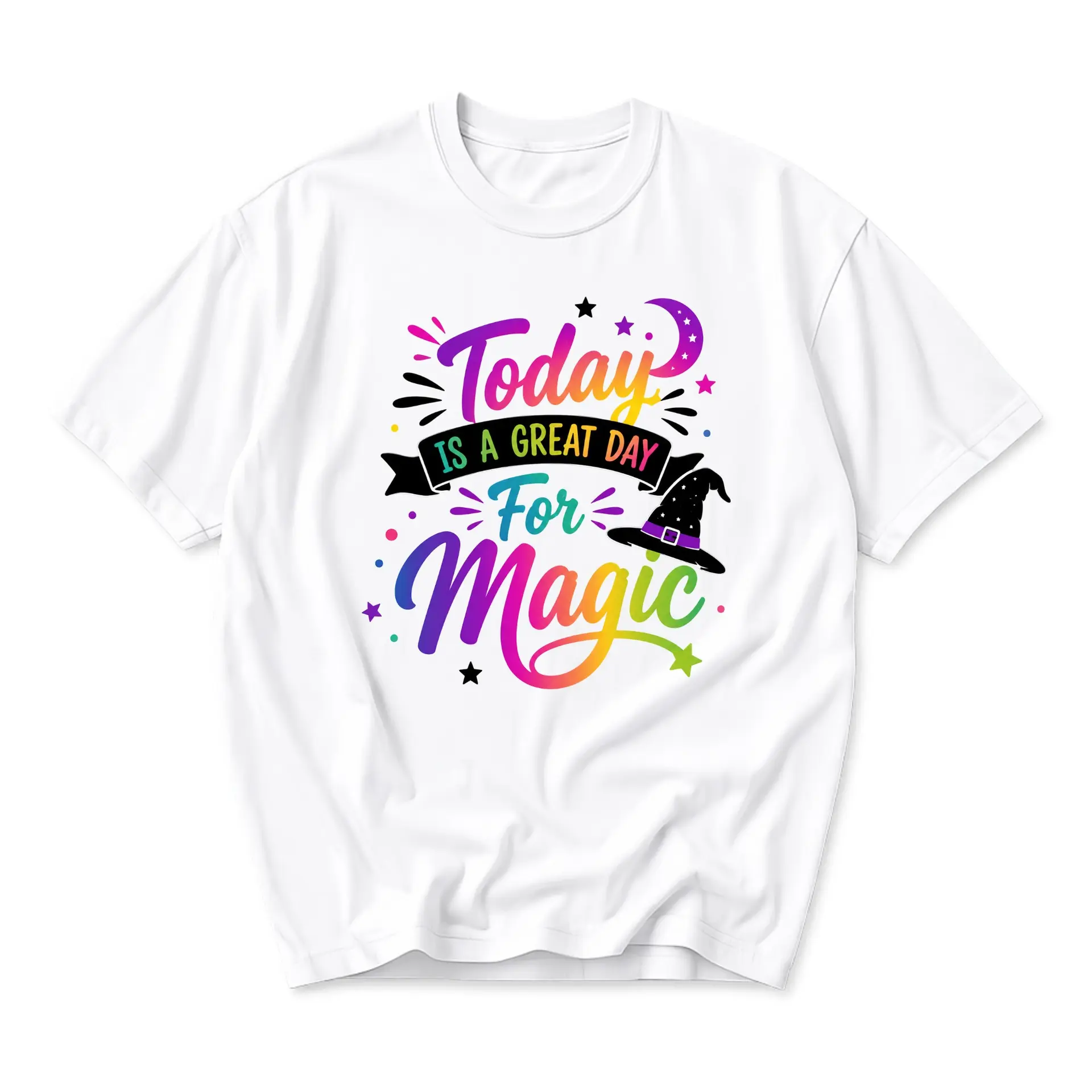Funny Shirt Today Is a Great Day for Magic Graphic Tee Unisex Crew Neck Casual Cotton Blend Comfortable Everyday Top