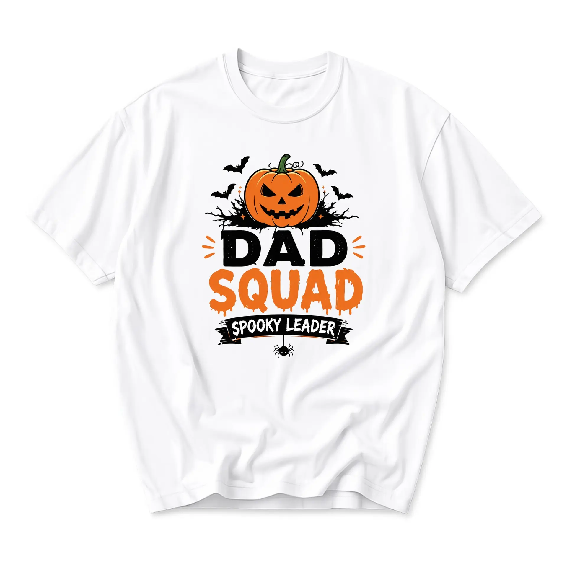 Funny Shirt Dad Squad Spooky Leader Halloween Graphic Tee for Men Unisex Casual Soft Crew Neck Cotton Blend Top