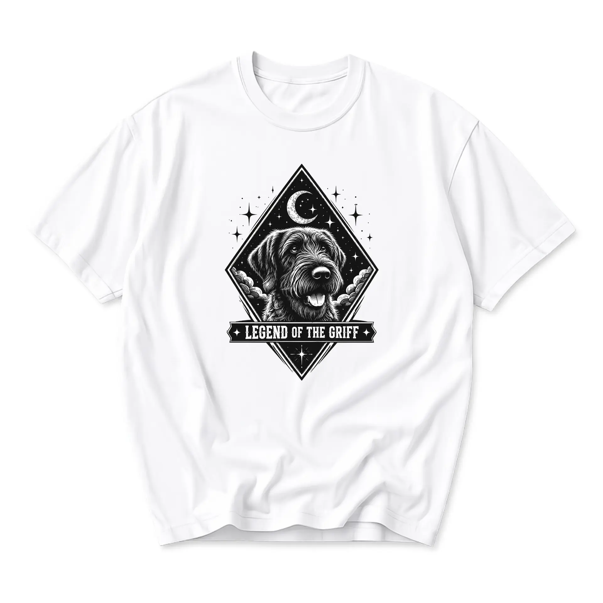 Graphic Tee Legend of the Griff Dog Portrait Unisex Crew Neck Short Sleeve Shirt for Casual Everyday Apparel Wear