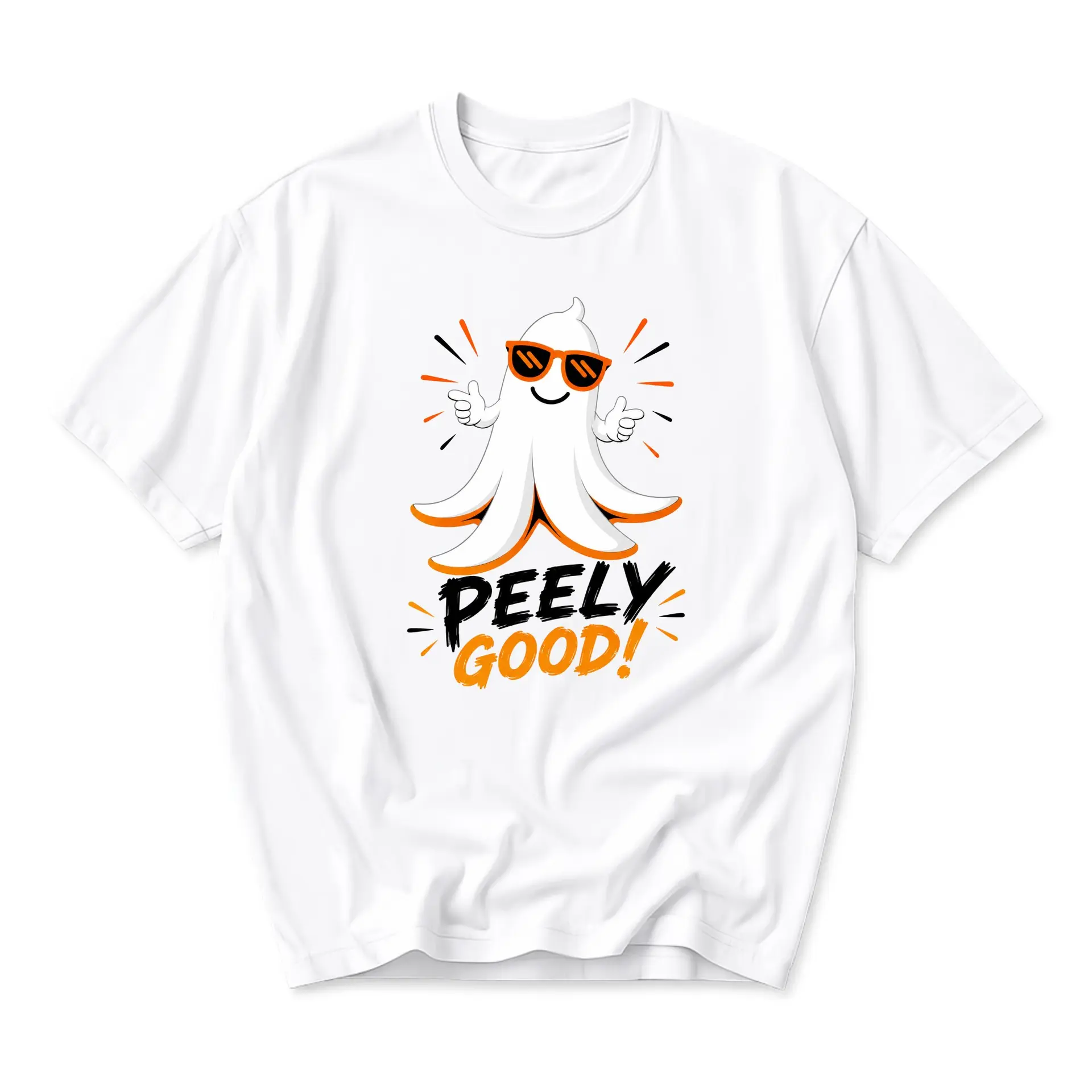 Funny Shirt Peely Good Graphic Tee Cute Fruit Character Print Unisex Short Sleeve Crew Neck Cotton Casual T-Shirt