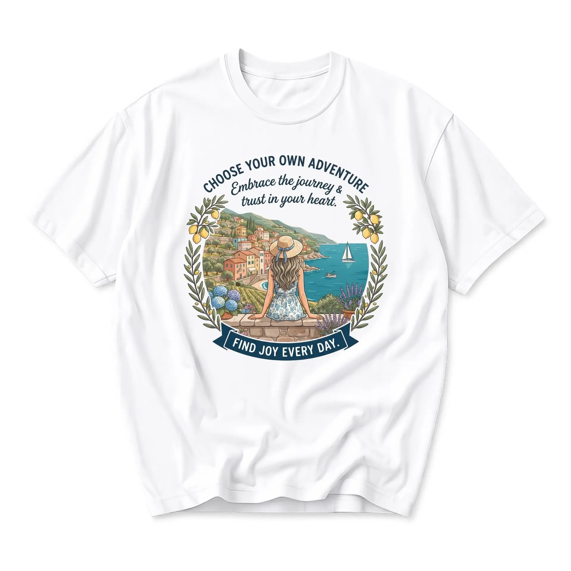 Graphic Tee Choose Your Own Adventure Coastal View Aesthetic Unisex Crew Neck Casual Everyday Short Sleeve Shirt