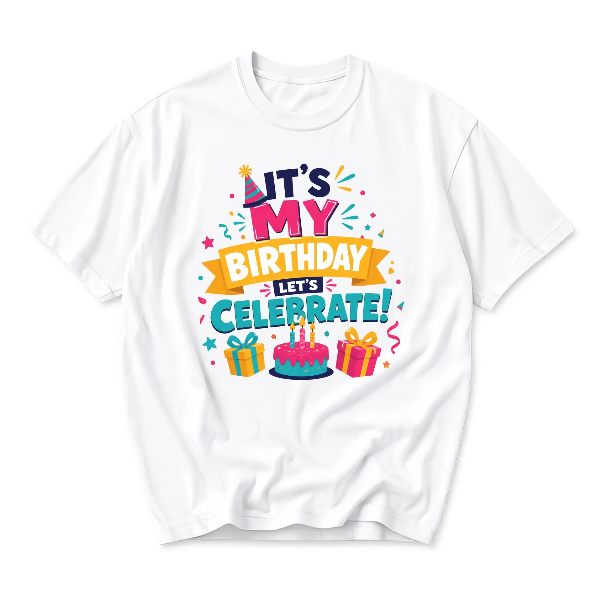 Funny Shirt It Is My Birthday Let Is Celebrate Graphic Tee Unisex Casual Crew Neck Soft Cotton Everyday Outfit Apparel