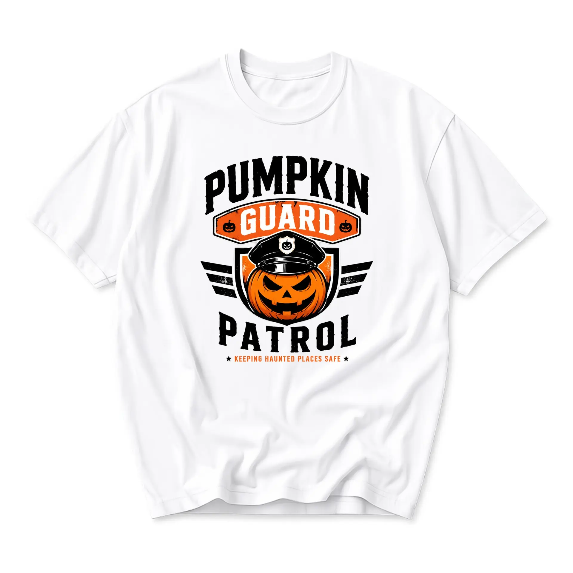 Funny Shirt Pumpkin Guard Patrol Halloween Graphic Tee for Men and Women Casual Autumn Costume Short Sleeve Top