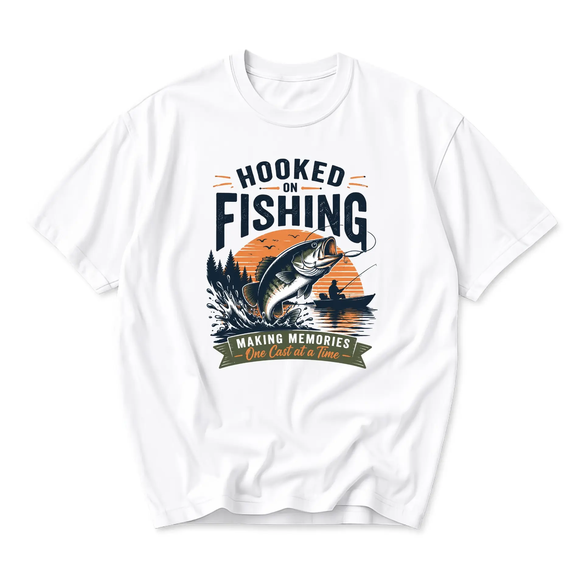 Graphic Tee on Fishing Shirt Unisex Crew Neck Short Sleeve Cotton Blend Casual Top for Outdoor Enthusiasts