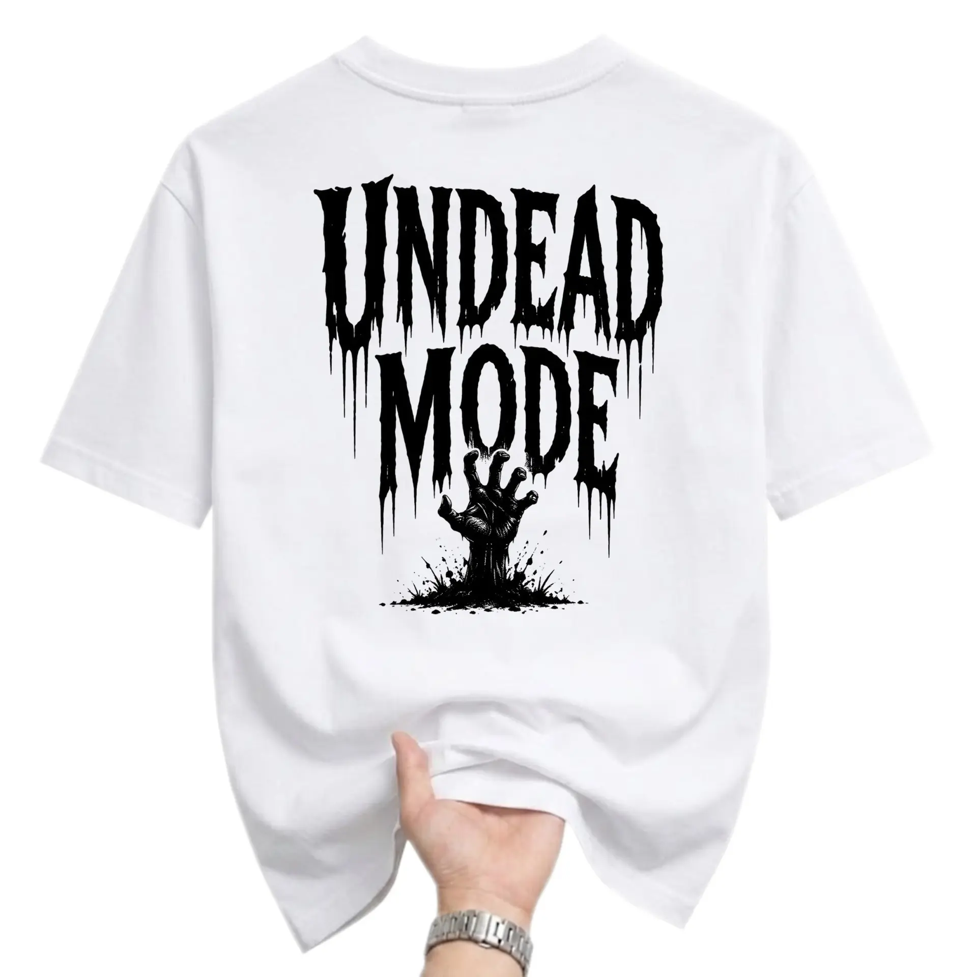 Graphic Tee Undead Mode Horror Theme Shirt Unisex Crew Neck Short Sleeve Casual Cotton Blend Apparel White