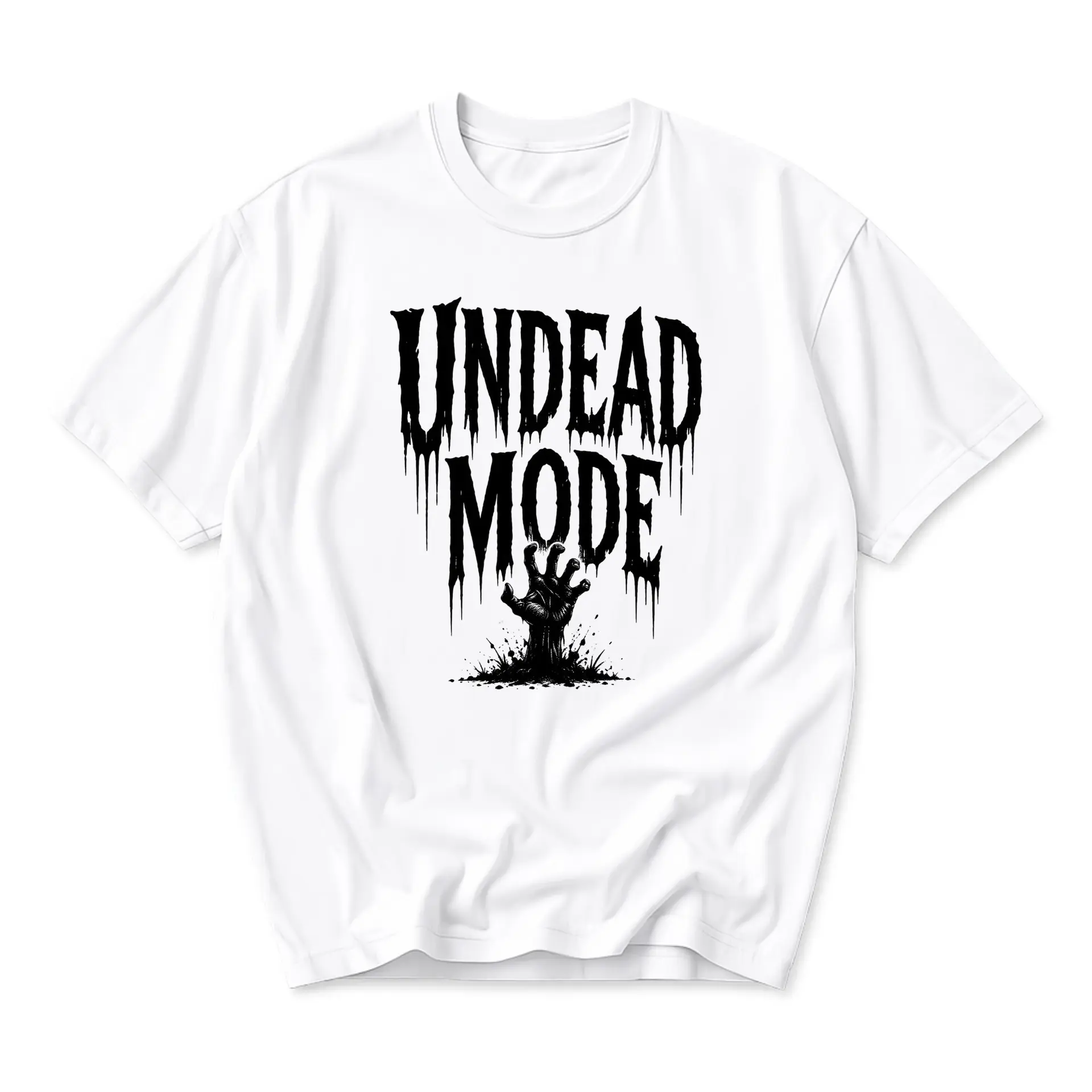 Graphic Tee Undead Mode Horror Theme Shirt Unisex Crew Neck Short Sleeve Casual Cotton Blend Apparel White