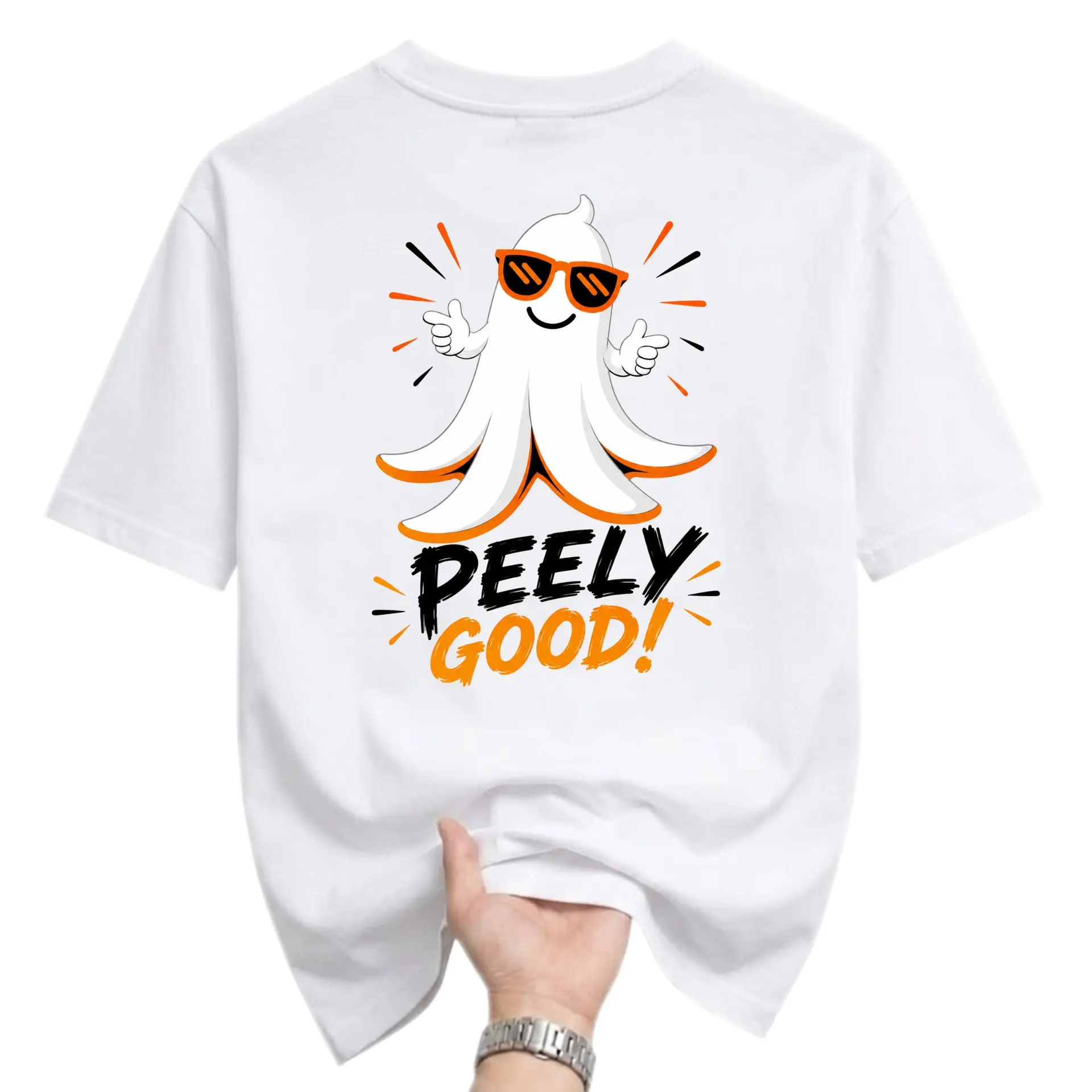 Funny Shirt Peely Good Graphic Tee Cute Fruit Character Print Unisex Short Sleeve Crew Neck Cotton Casual T-Shirt
