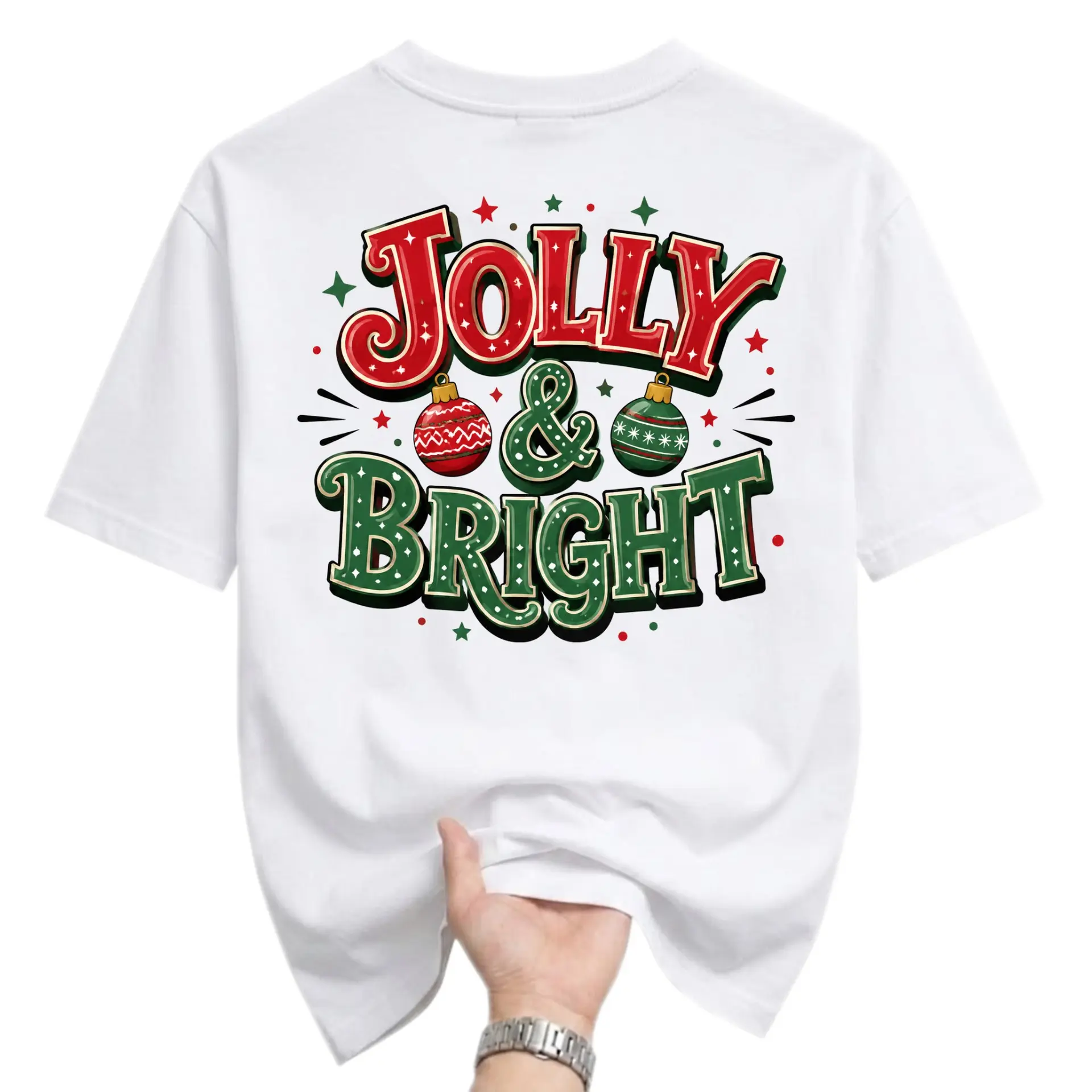 Funny Shirt Jolly and Bright Christmas Graphic Tee Unisex Crew Neck Holiday Apparel for Seasonal Casual Everyday Wear