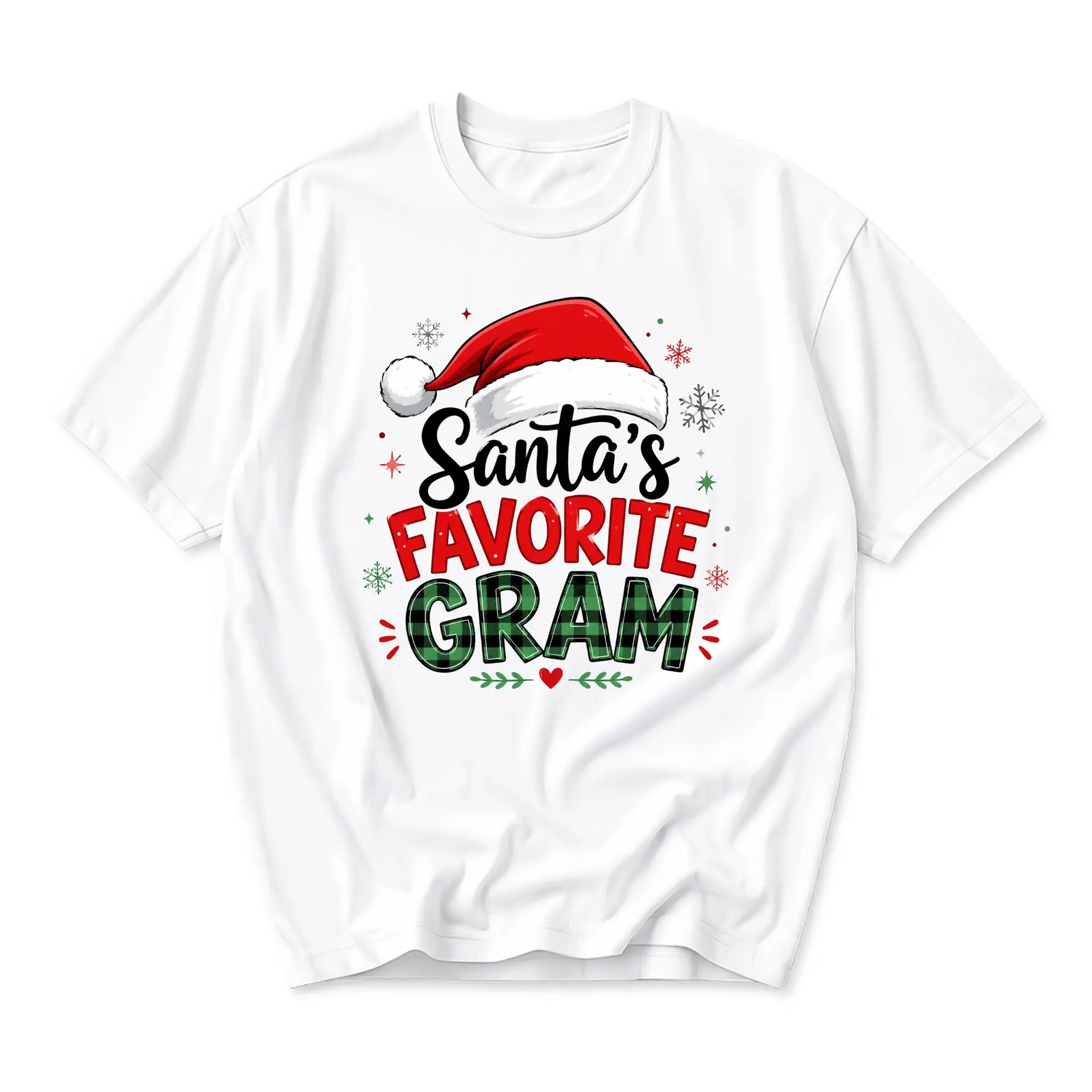 Funny Shirt Santa's Favorite Gram Christmas Graphic Tee Unisex Crew Neck Holiday Apparel for Seasonal Celebration