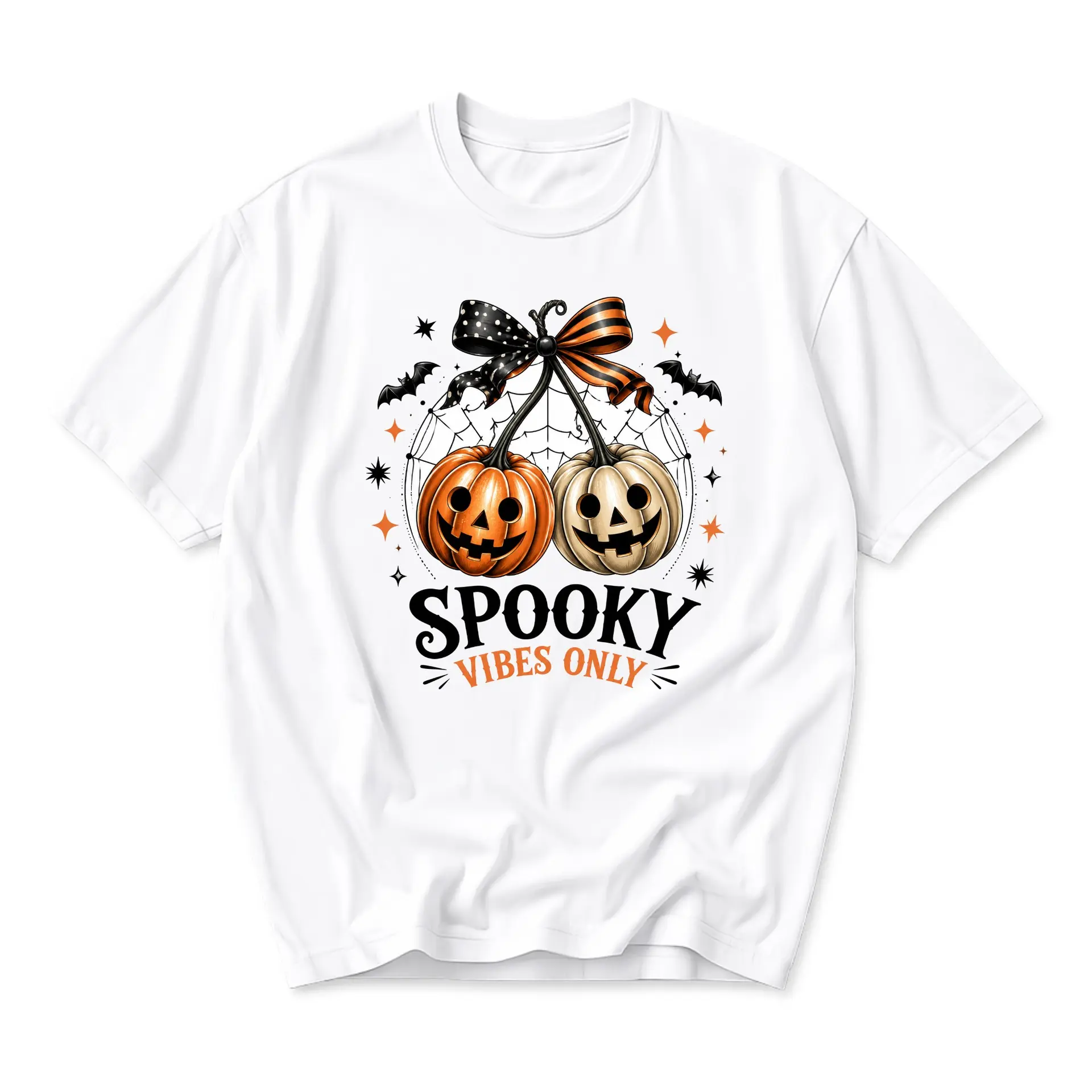 Graphic Tee Spooky Vibes Only Halloween Pumpkin Unisex Shirt for Everyday Casual Wear and Autumn Season Celebration