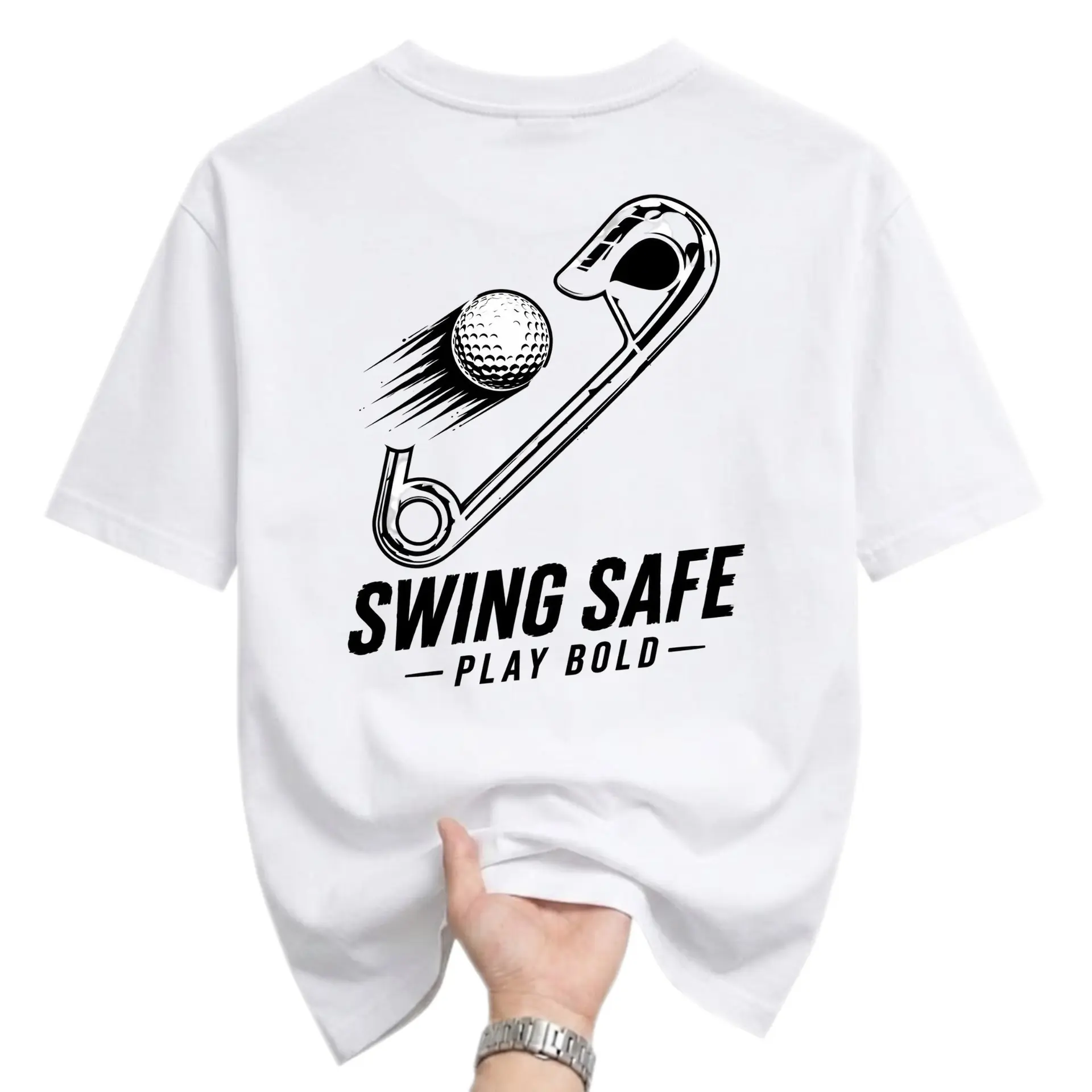 Graphic Tee Swing Safe Play Bold Golf Theme Unisex Casual Crew Neck T-Shirt Soft Breathable Cotton Blend Everyday Top