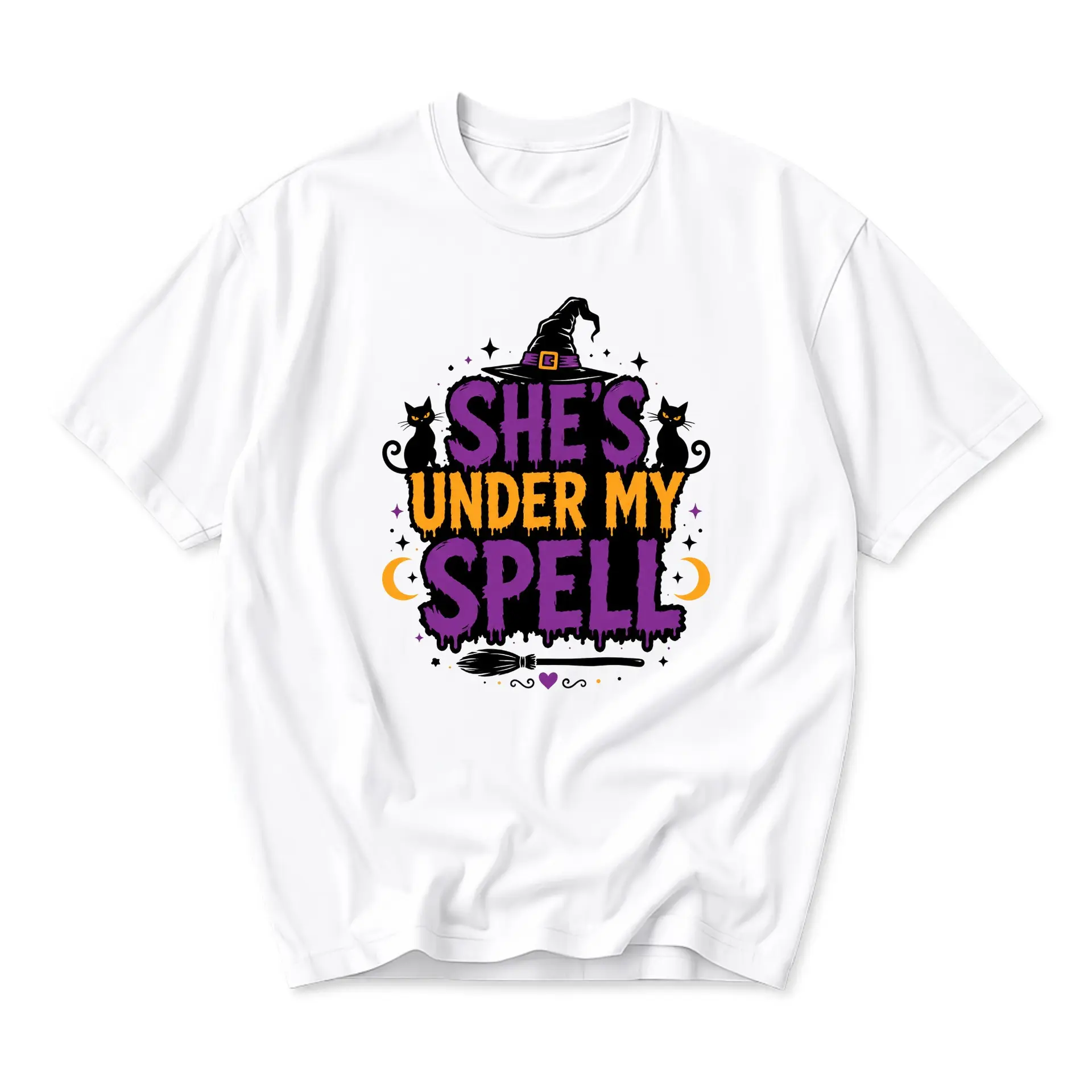 Funny Shirt She Is under My Spell Graphic Tee Witchy Halloween Seasonal Apparel Unisex Casual Short Sleeve Crew Neck