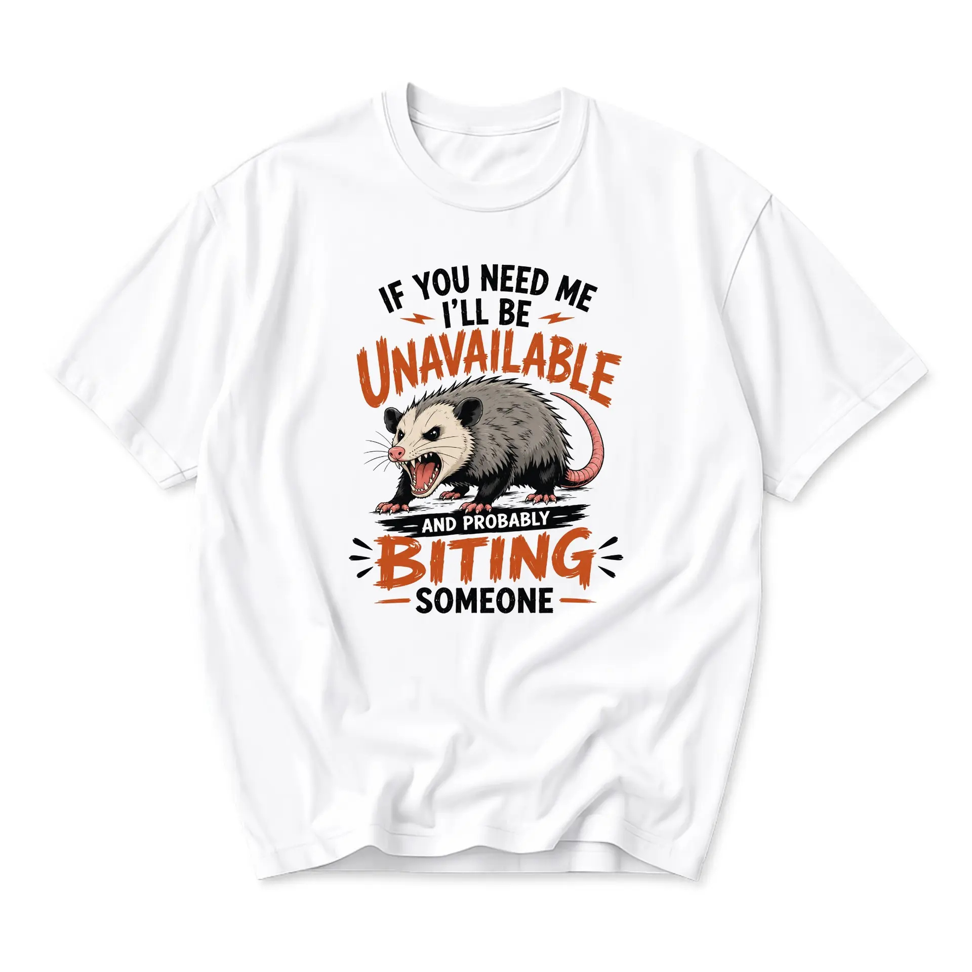Funny Shirt Opossum Graphic Tee Unisex Casual Apparel for Men and Women Humorous Sarcastic Animal Lover Gift White