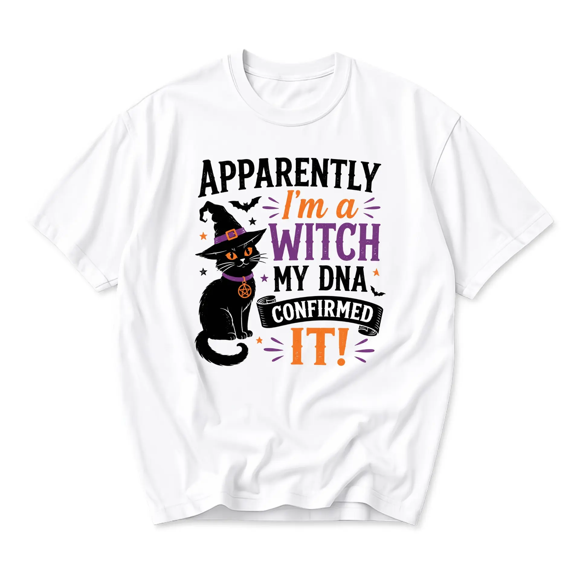 Funny Shirt Apparently I Am a Witch My Dna Confirmed It Graphic Tee Unisex Casual Crew Neck Comfortable Cotton Top