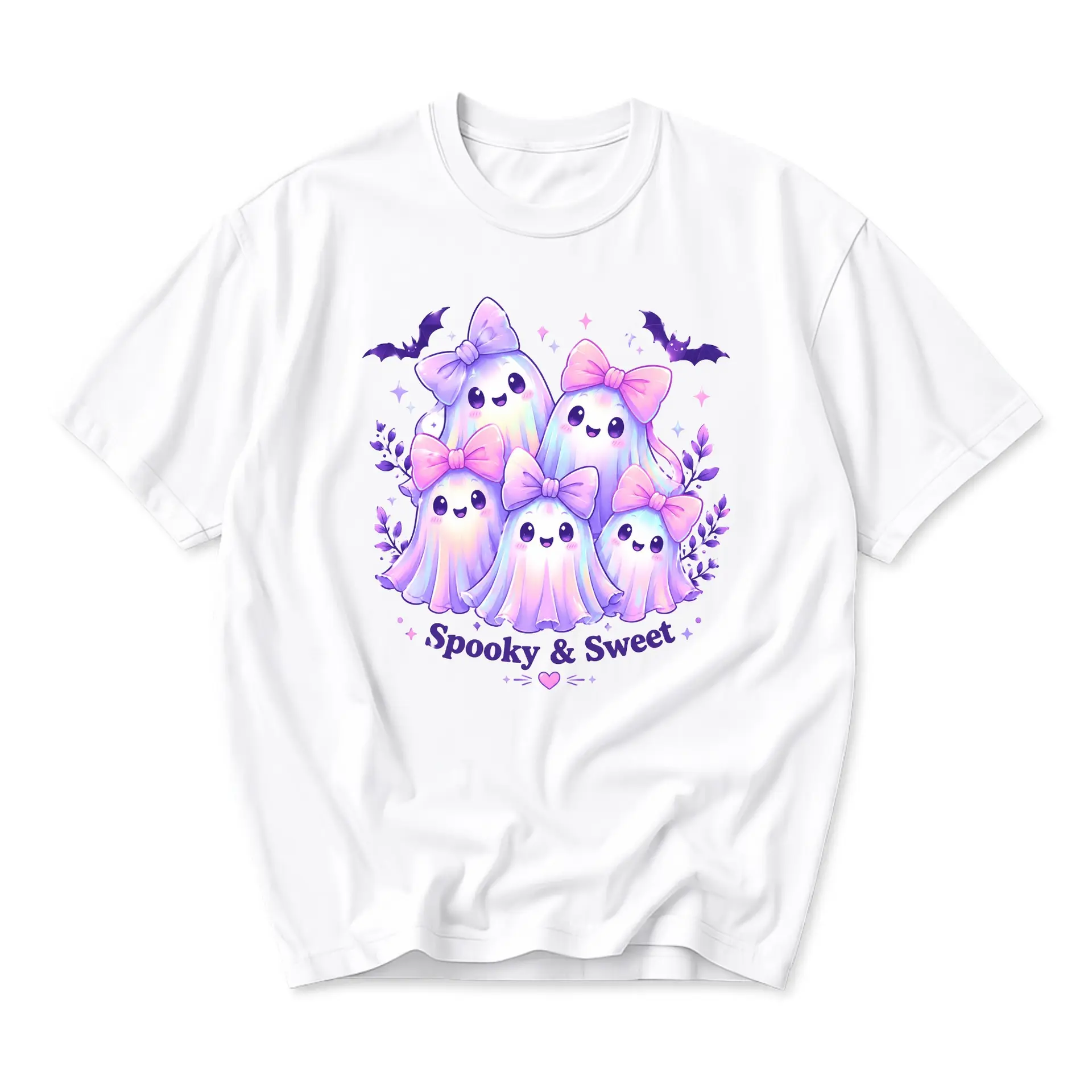Graphic Tee Spooky and Sweet Pastel Ghosts Unisex T-Shirt Cute Fall Holiday Casual Apparel Soft Cotton Crewneck Top