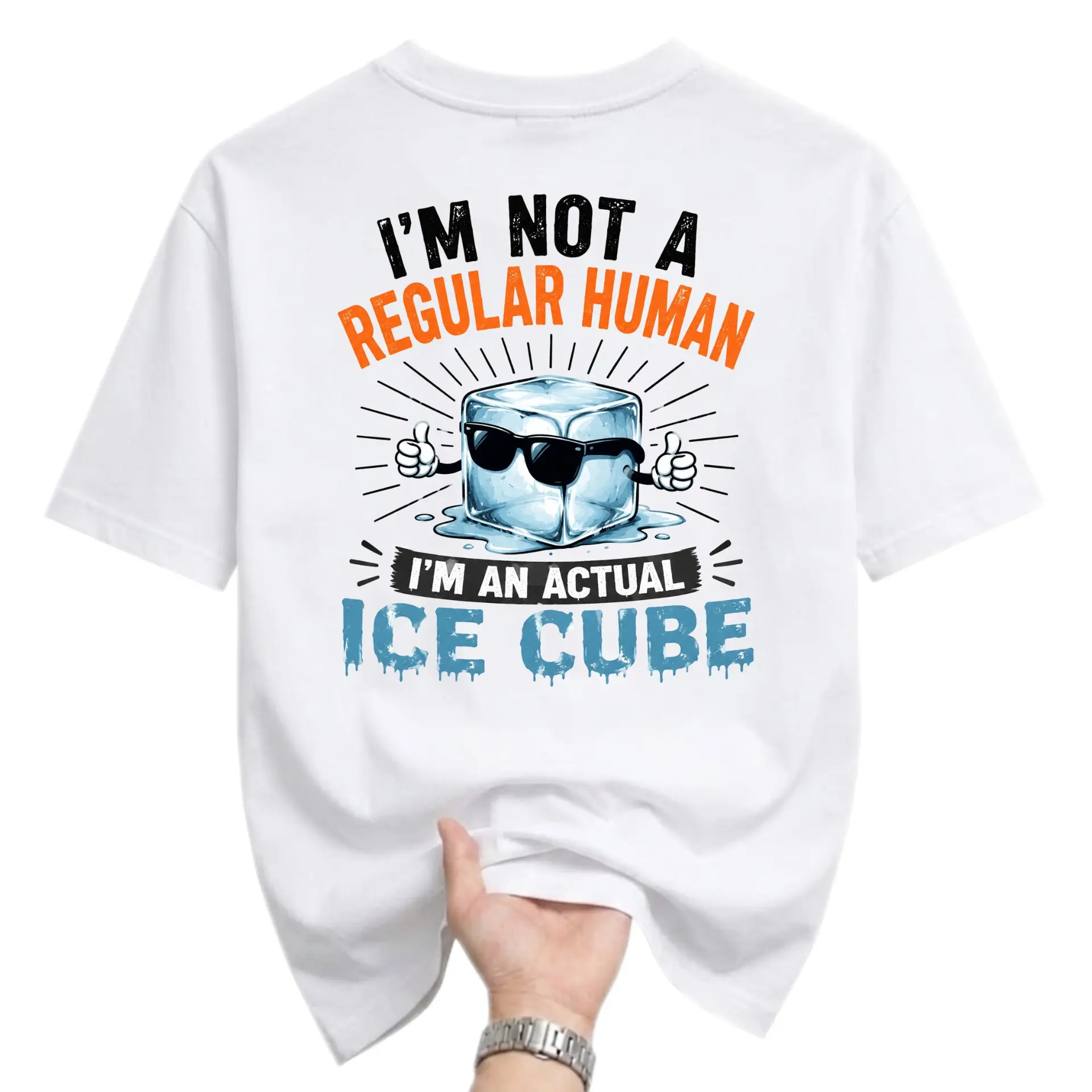 Funny Shirt I Am Not a Regular Human I Am an Actual Ice Cube Graphic Tee Unisex Casual Short Sleeve Apparel